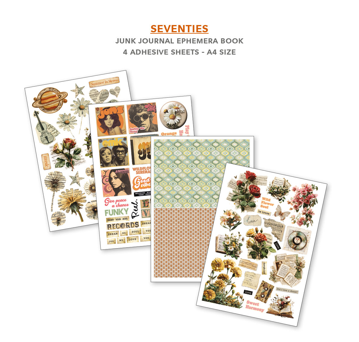 Seventies Junk Journal & Ephemera Book A4 32/Pkg