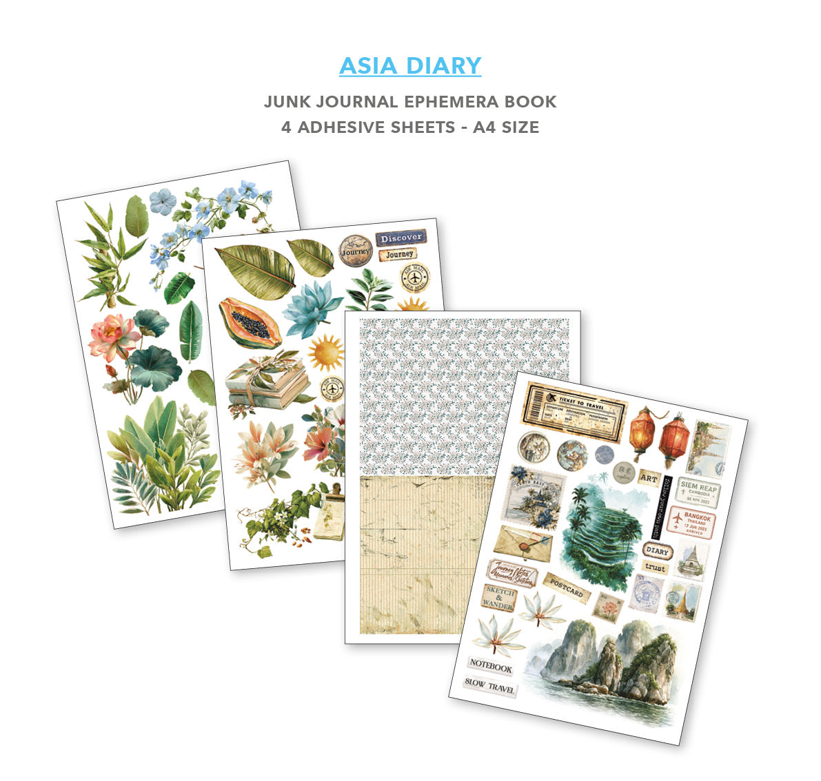Asia Diary Junk Journal & Ephemera Book A4 32/Pkg