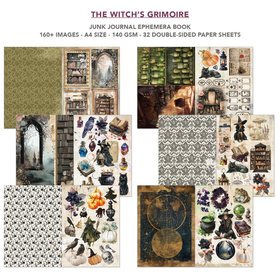 The Witch's Grimoire Junk Journal & Ephemera Book A4 32/Pkg