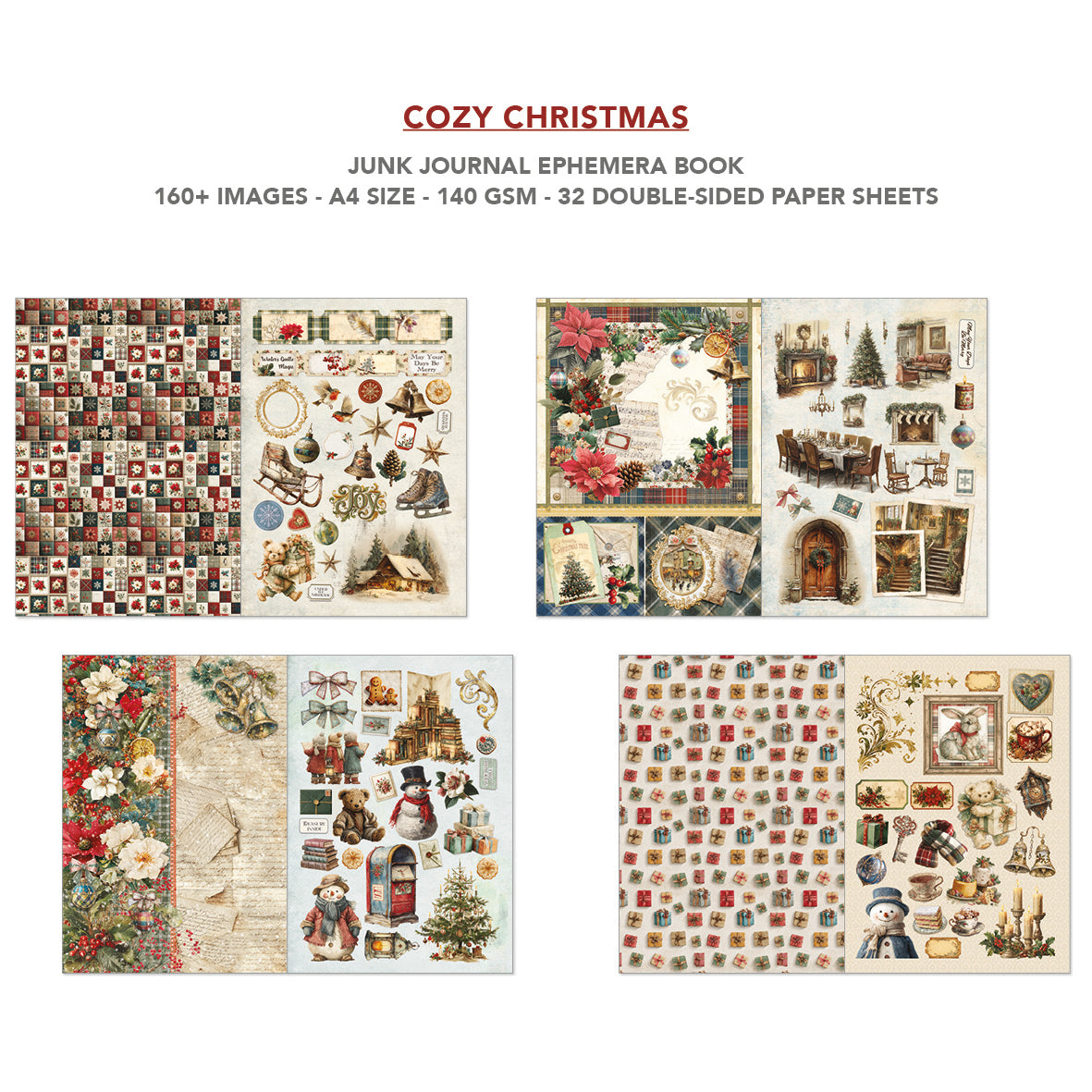 Cozy Christmas Junk Journal & Ephemera Book A4 32/Pkg