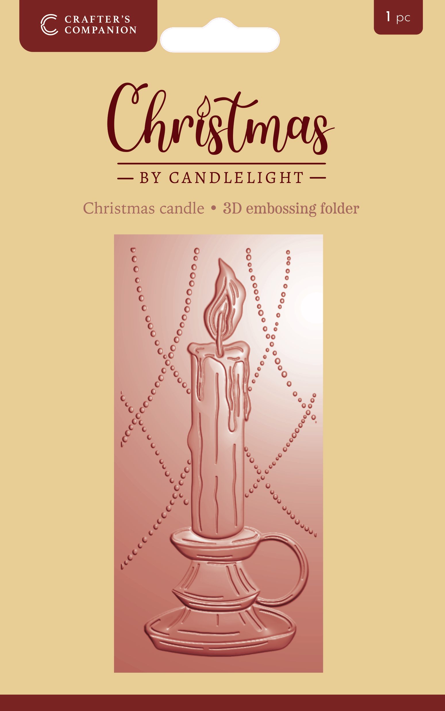 Christmas by Candlelight 2.75” X 5.75” 3D Embossing Folder - Christmas Candle