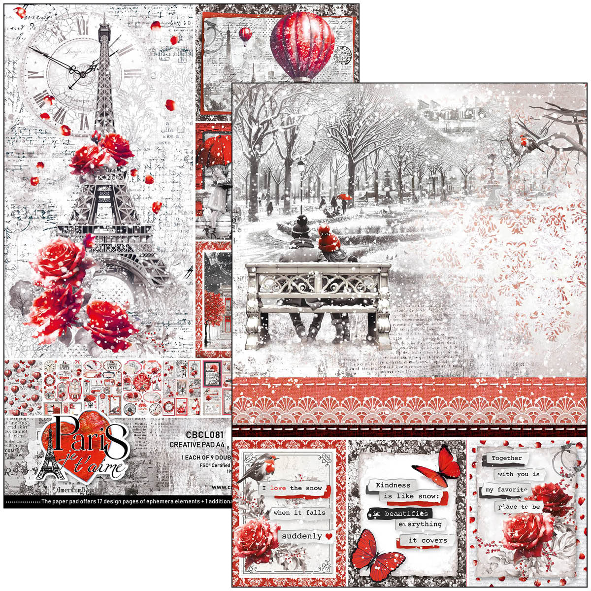 Paris Je t’aime Creative Pad A4 9/Pkg