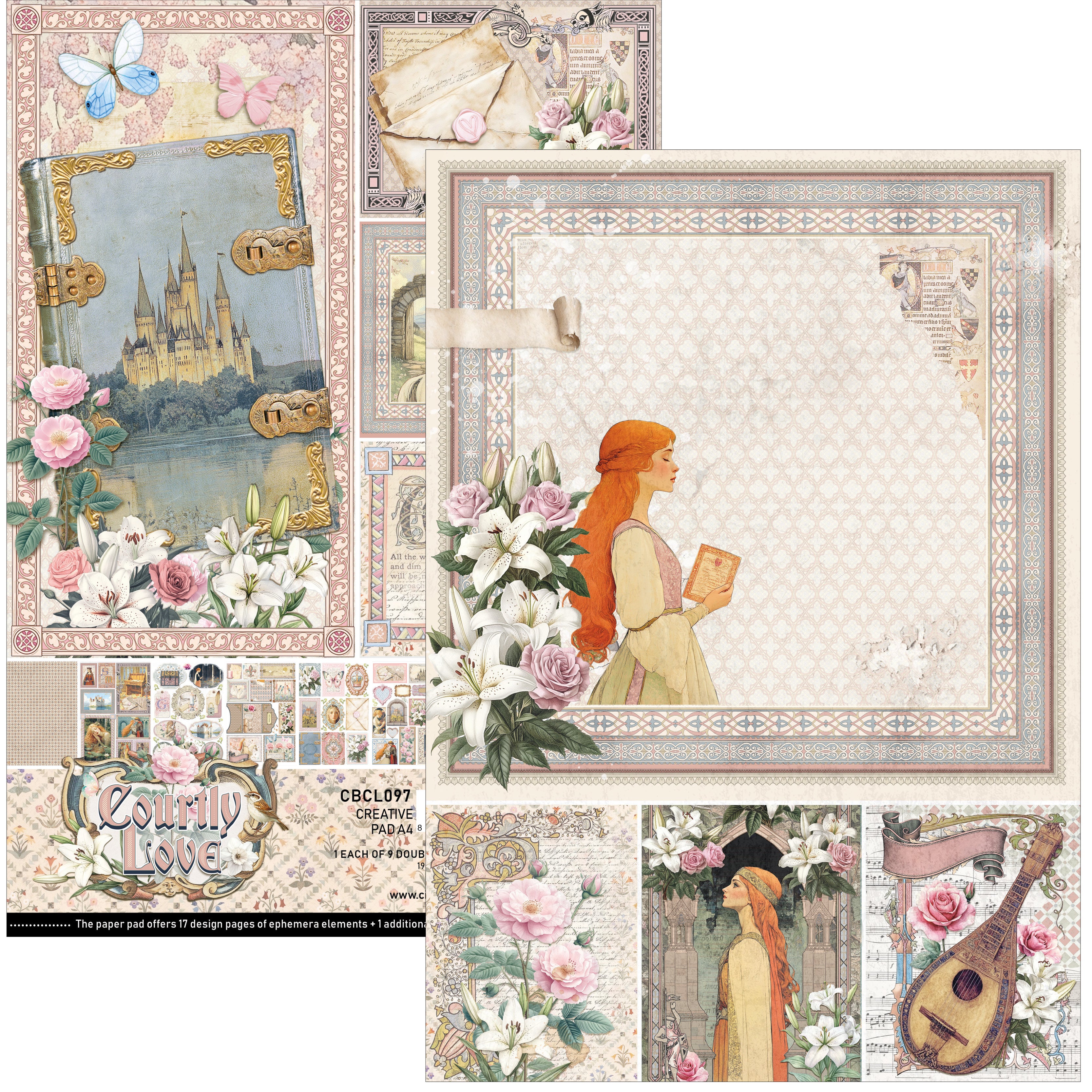 Courtly Love Creative Pad A4 9/Pkg