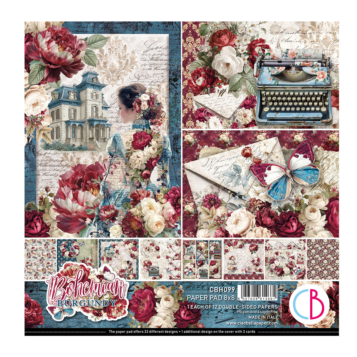 Bohemian Burgundy Pad 8"x8" 12/Pkg