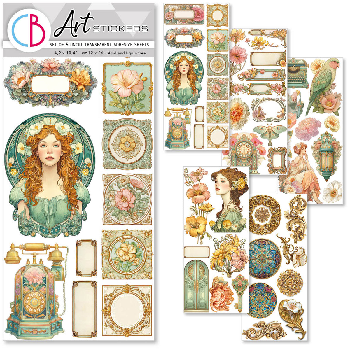 Art Stickers Artemis Transparent Adhesive Sheets 5/Pkg