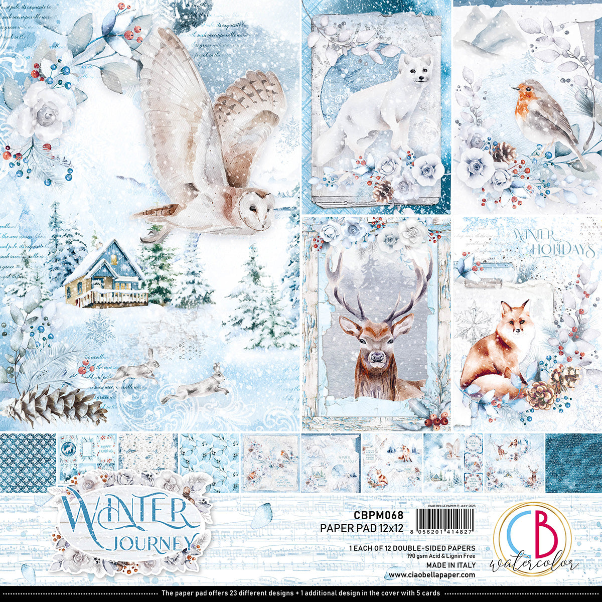 Ciao Bella Winter Journey Paper Pad 12"x12" 12/Pkg