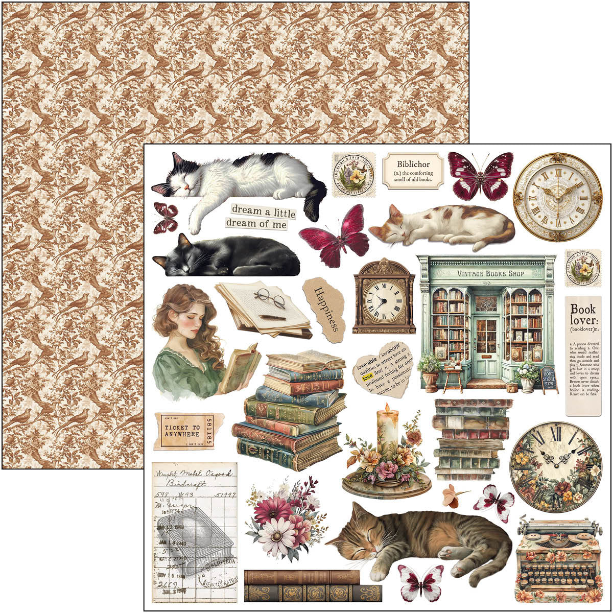 Book Lovers Paper Pad 12"x12" 12/Pkg