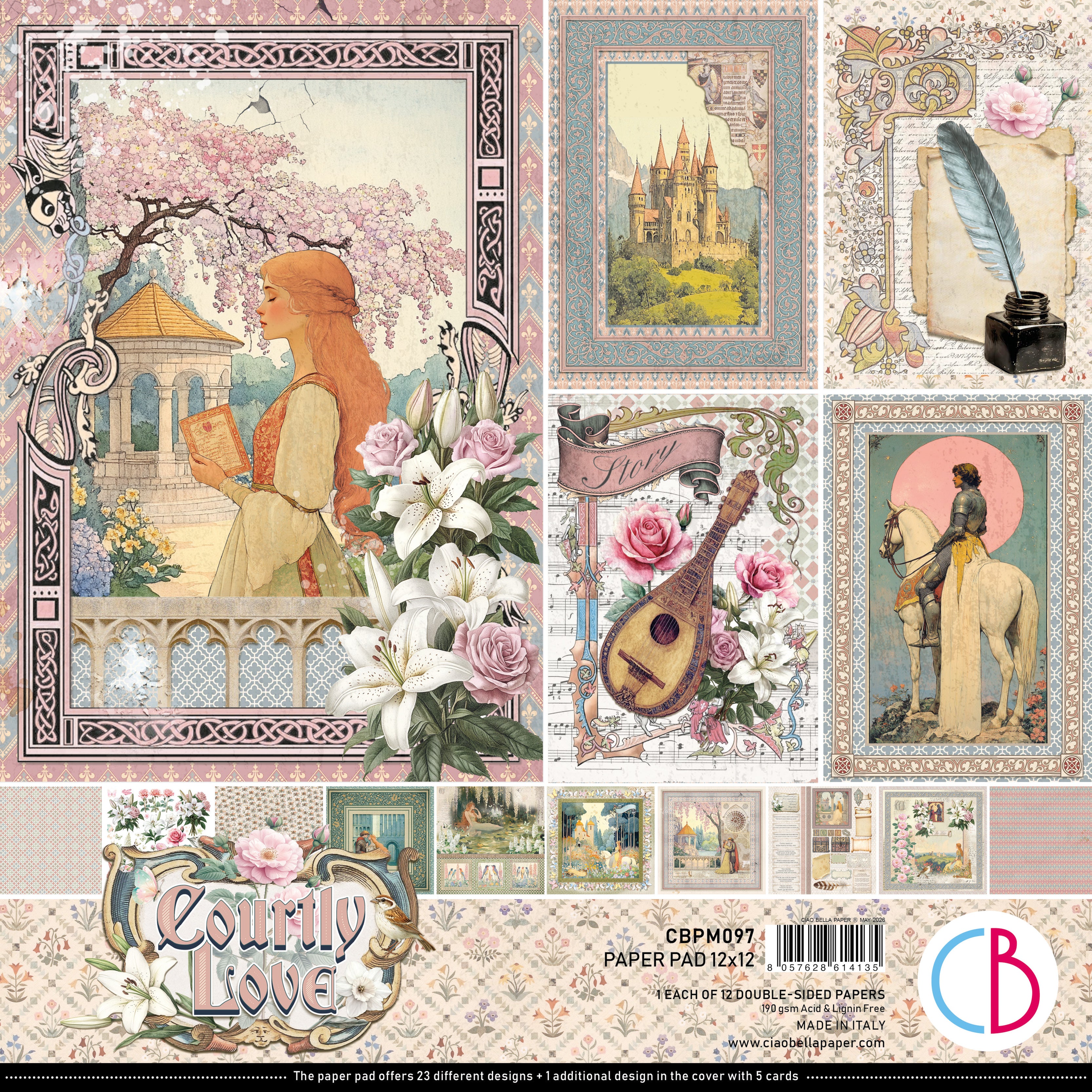 Courtly Love Paper Pad 12"x12" 12/Pkg