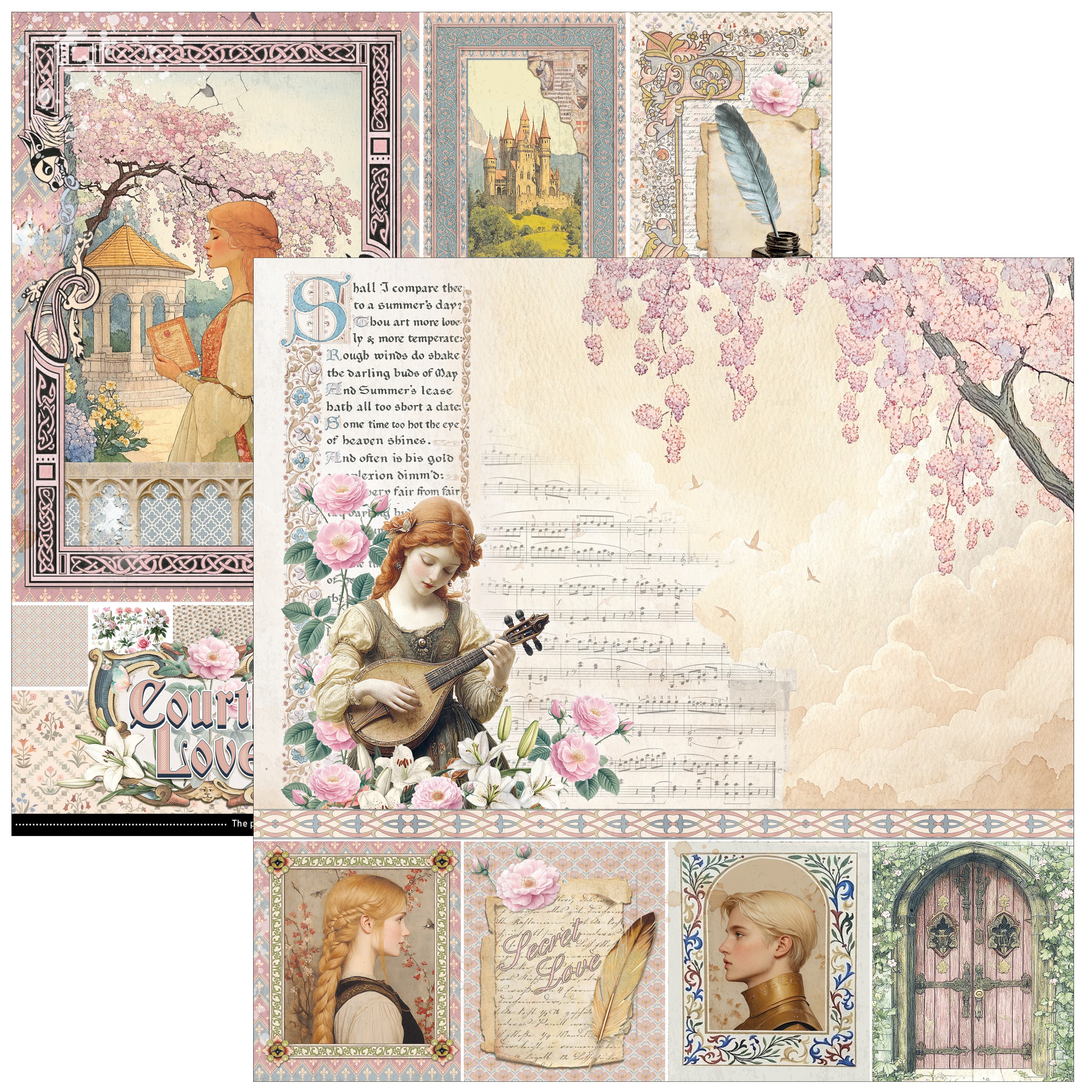 Courtly Love Paper Pad 12"x12" 12/Pkg