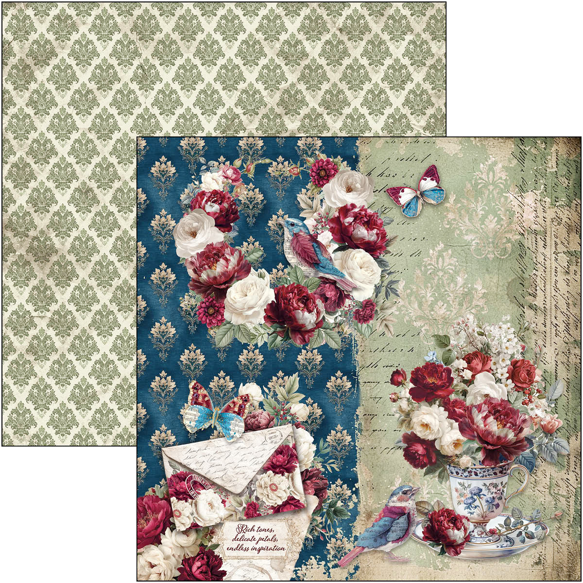 Bohemian Burgundy Paper Pad 12"x12" 12/Pkg