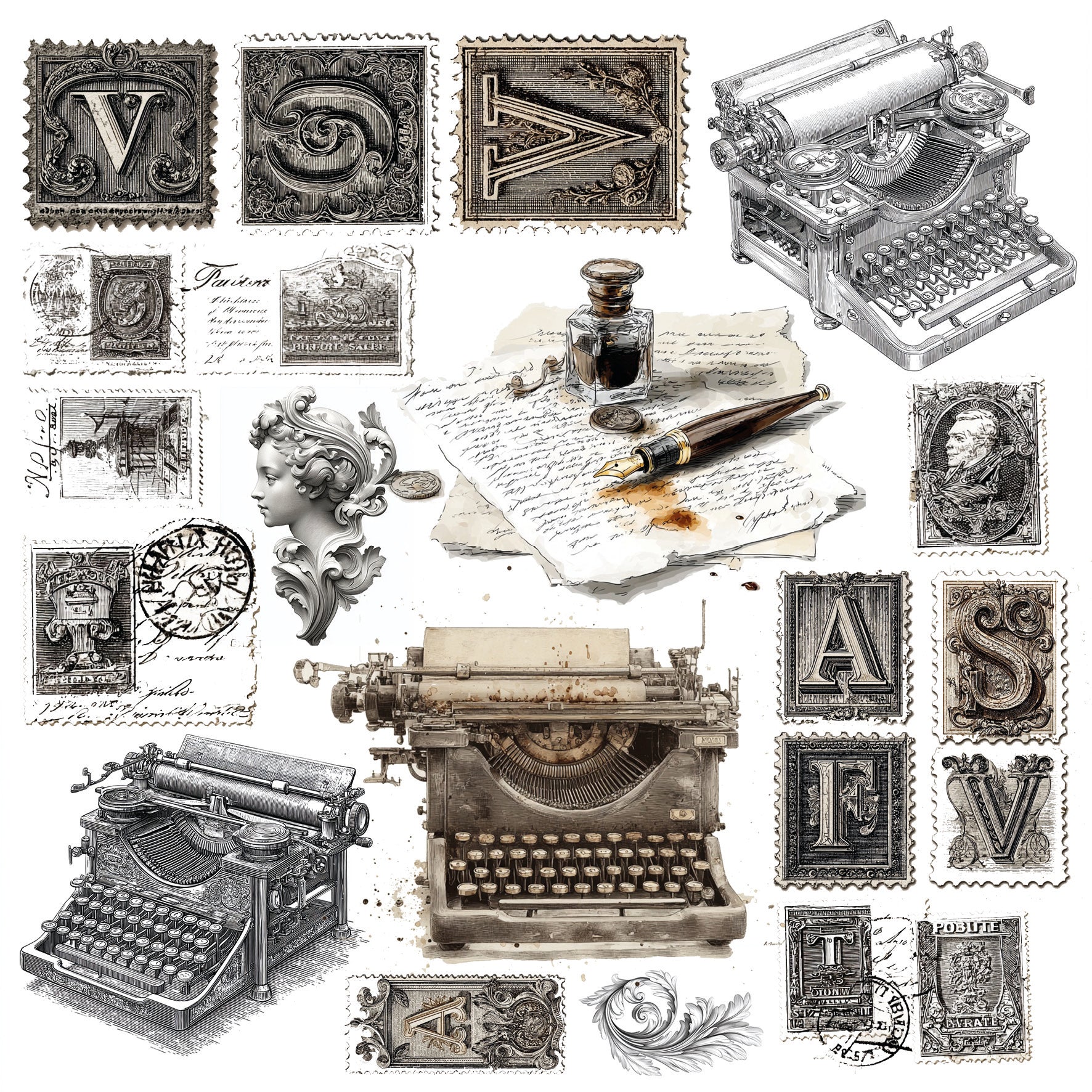 Typographic Fussy Cut Pad 6"x6" 24/Pkg