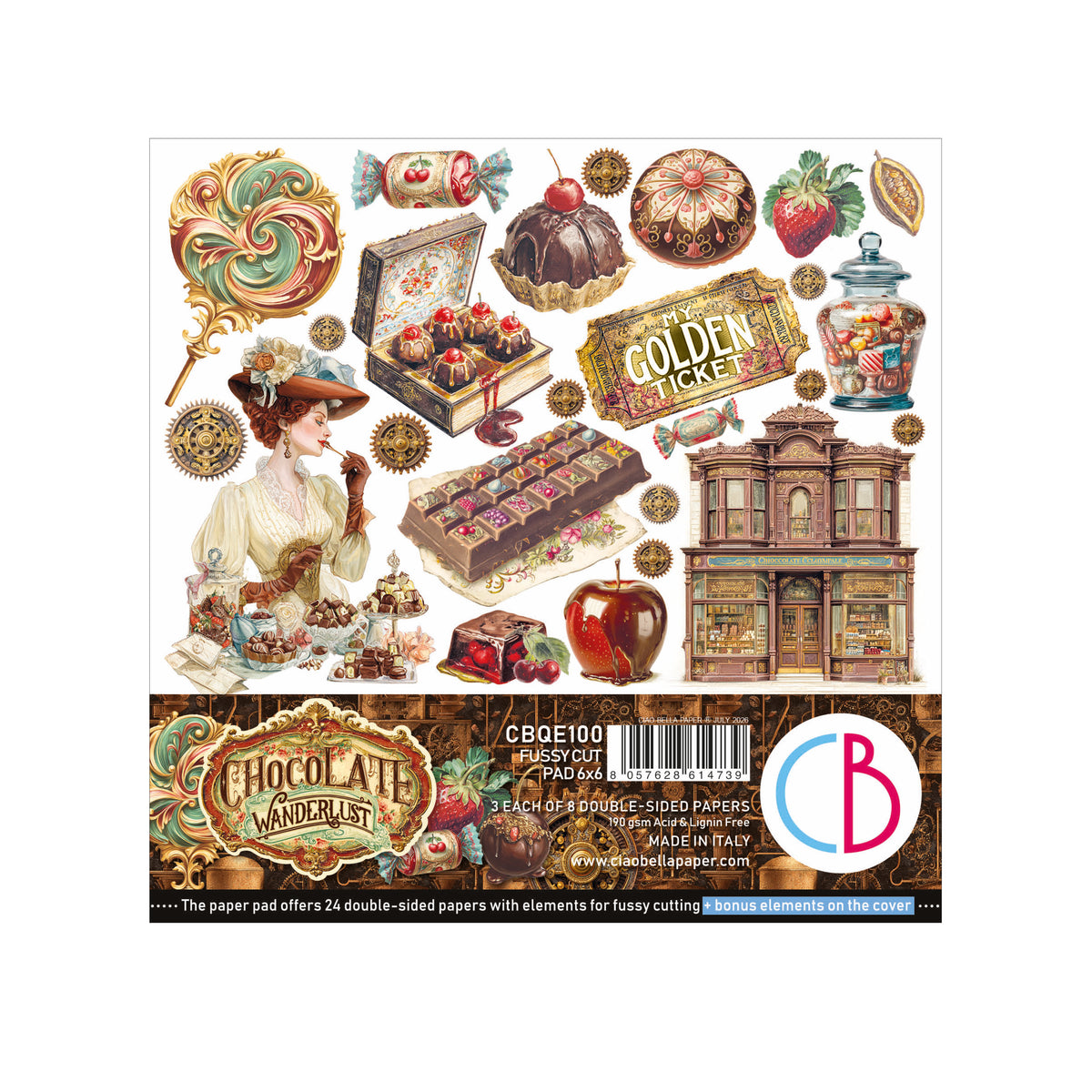 Chocolate Wanderlust Fussy Cut Pad 6"x6" 24/Pkg