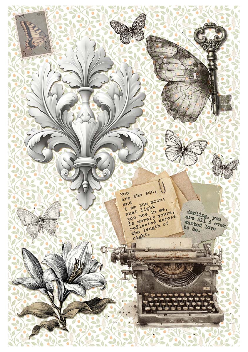 Rice Paper A4 MIXED 4/Pkg Typographic