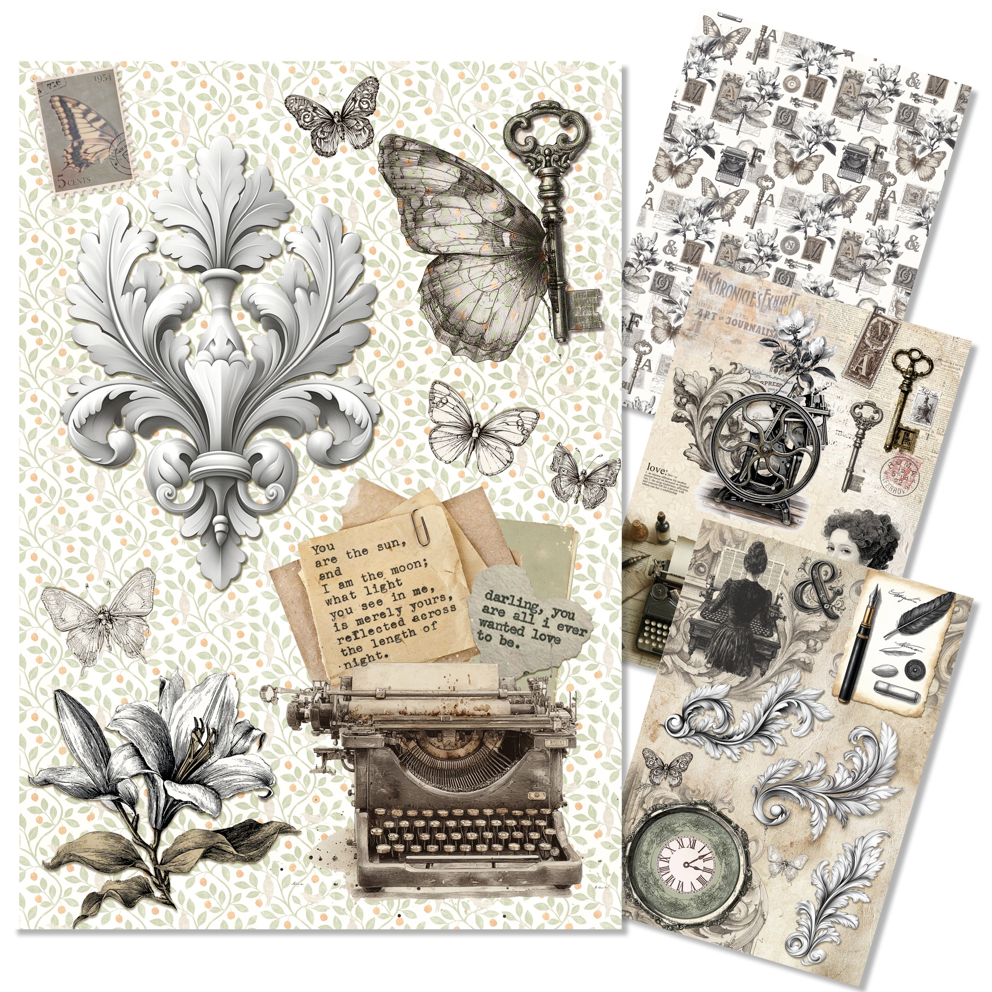 Rice Paper A4 MIXED 4/Pkg Typographic