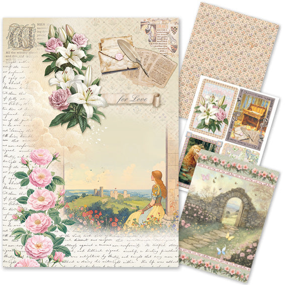 Rice Paper A4 MIXED 4/Pkg Courtly Love