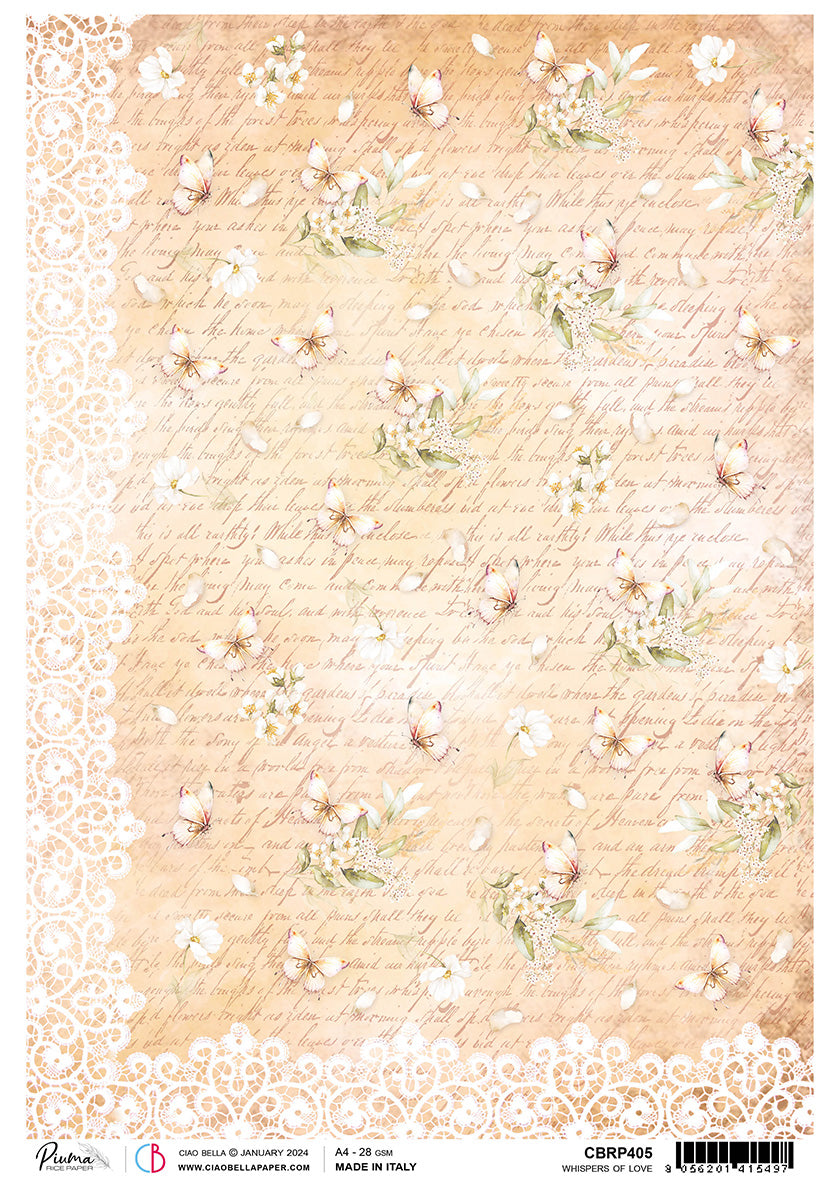 Rice Paper A4 Piuma Whispers Of Love - 5 Sheets