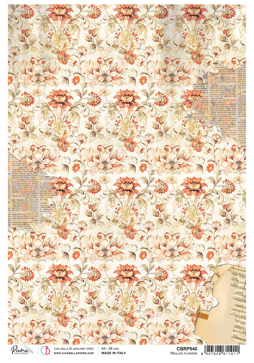 Rice Paper A4 Healing Flowers - 5 Sheets