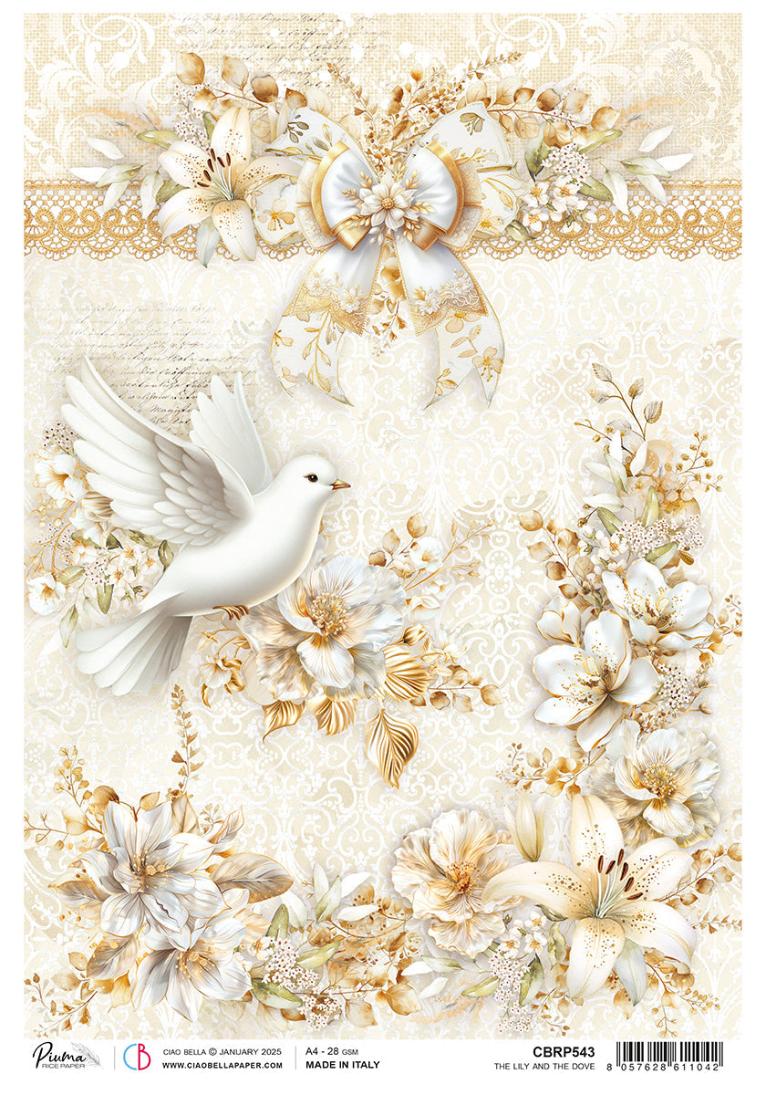Rice Paper A4 The Lily and The Dove - 5 Sheets