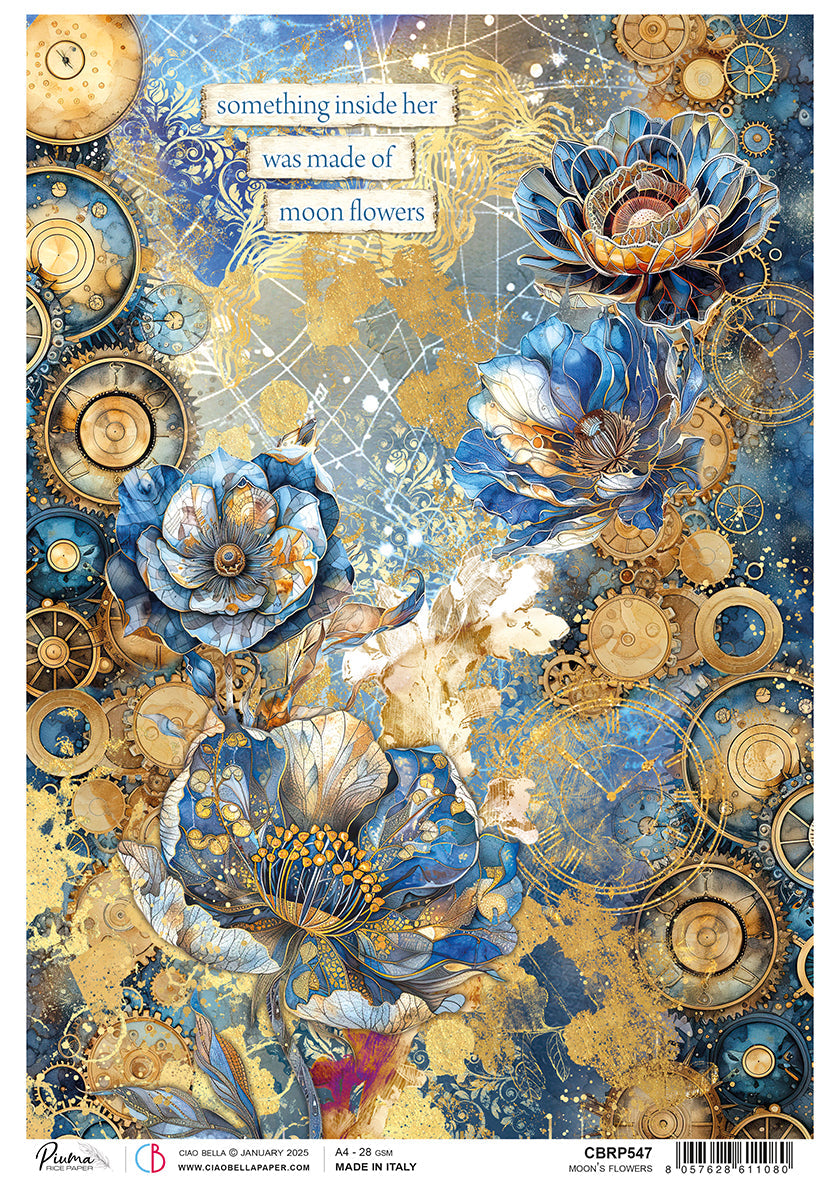 Rice Paper A4 Moon's Flowers - 5 Sheets