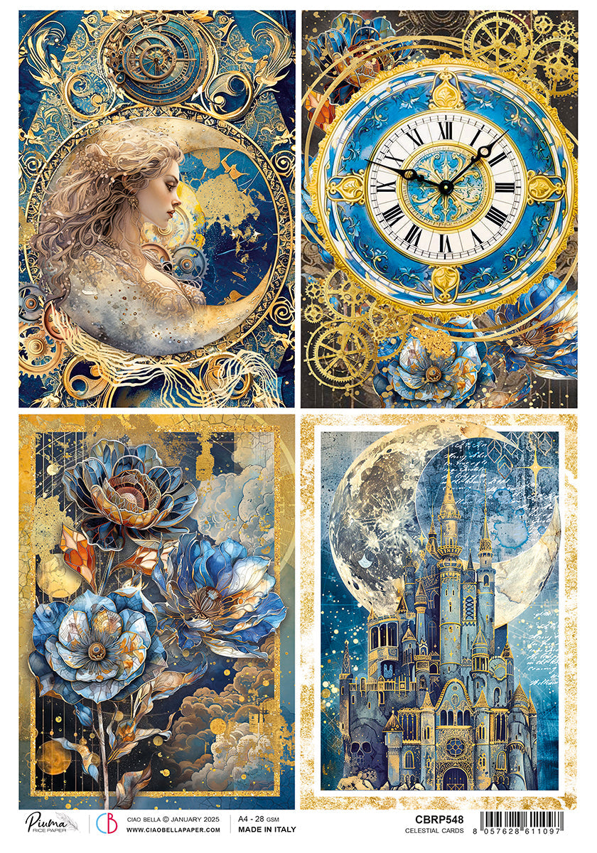 Rice Paper A4 Celestial Cards - 5 Sheets