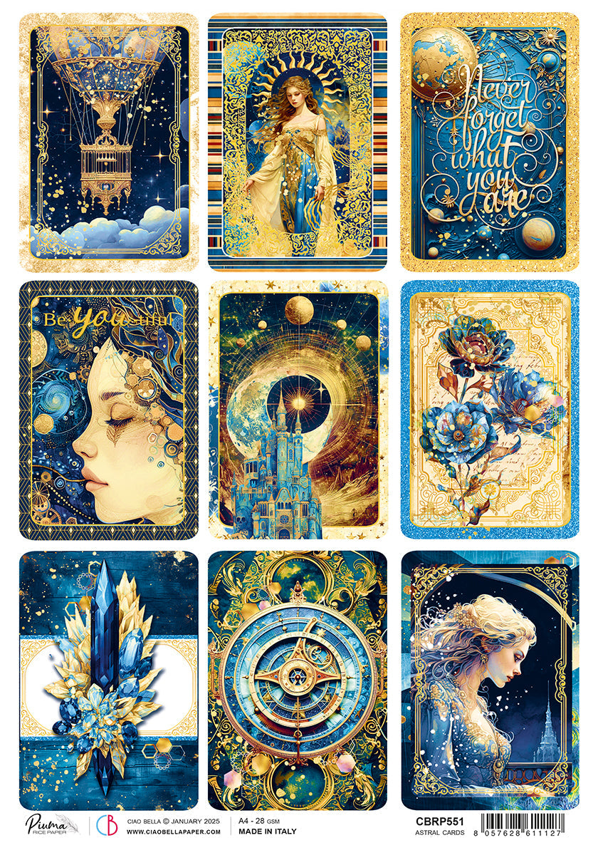 Rice Paper A4 Astral Cards - 5 Sheets