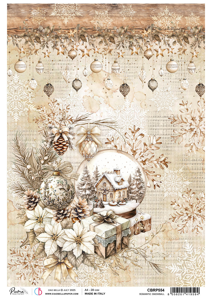 Rice Paper A4 Romantic Snowball - 5 Sheets
