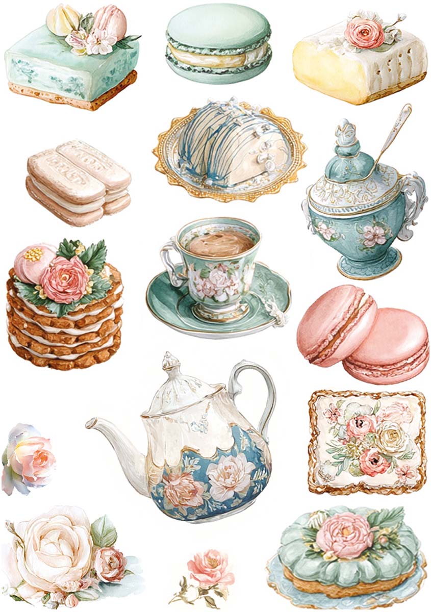 Rice Paper A5 MIXED 8/Pkg Afternoon Tea