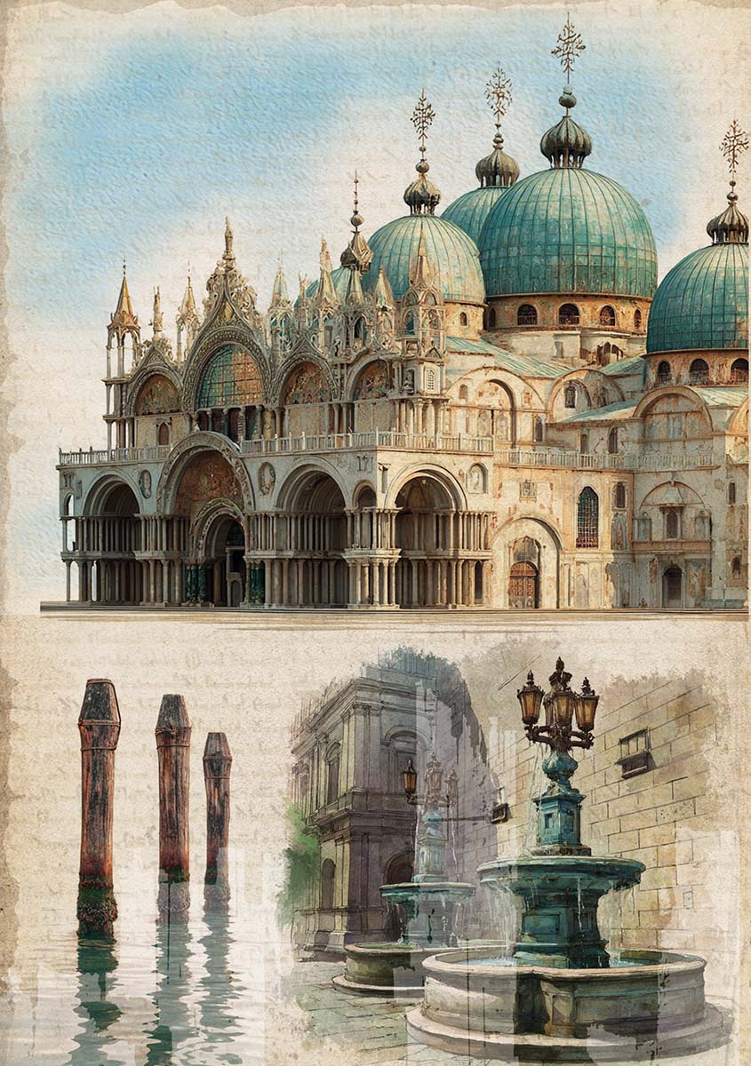 Rice Paper A5 MIXED 8/Pkg A Walk in Venice