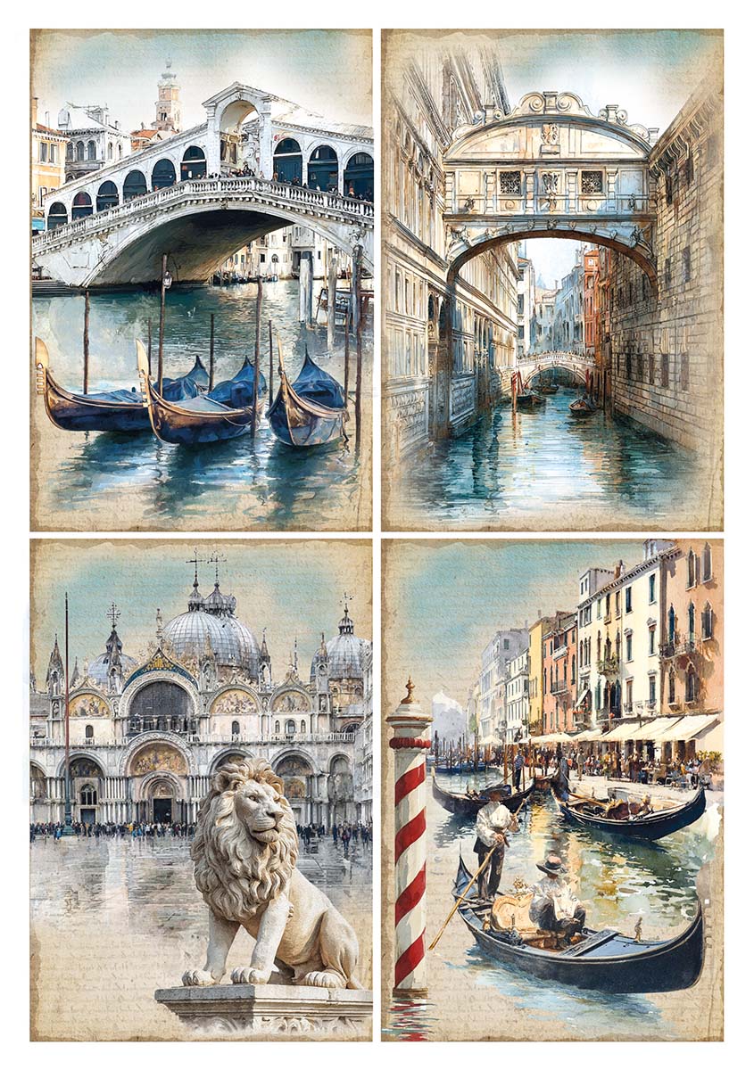 Rice Paper A5 MIXED 8/Pkg A Walk in Venice