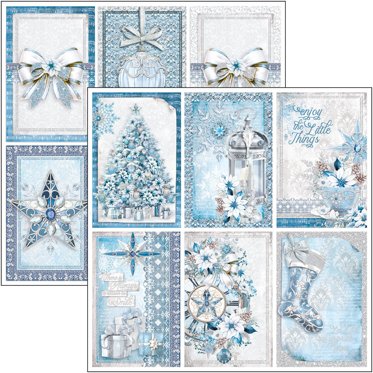 Elegance of Blue Patterns Pad 12"x12" 8/Pkg