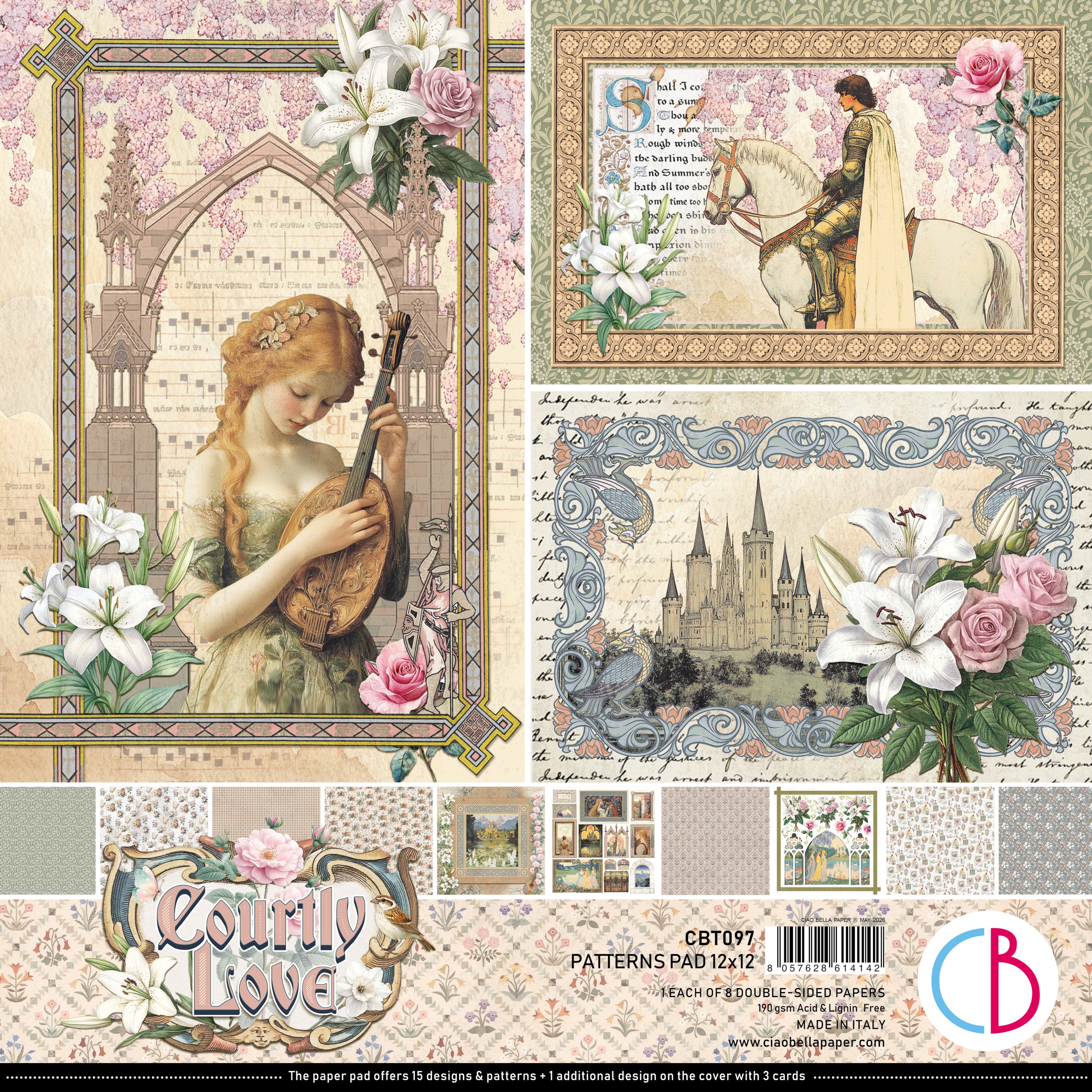 Courtly Love Patterns Pad 12"x12" 8/Pkg