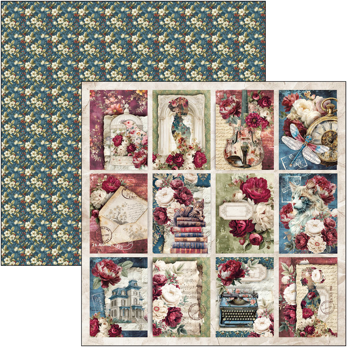 Bohemian Burgundy Patterns Pad 12"x12" 8/Pkg