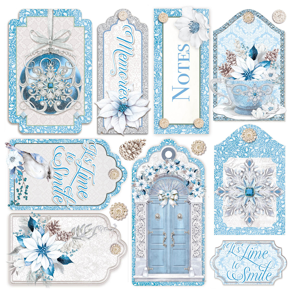 Vellum Elegance of Blue Fussy Cut 6"x6" 6/Pkg