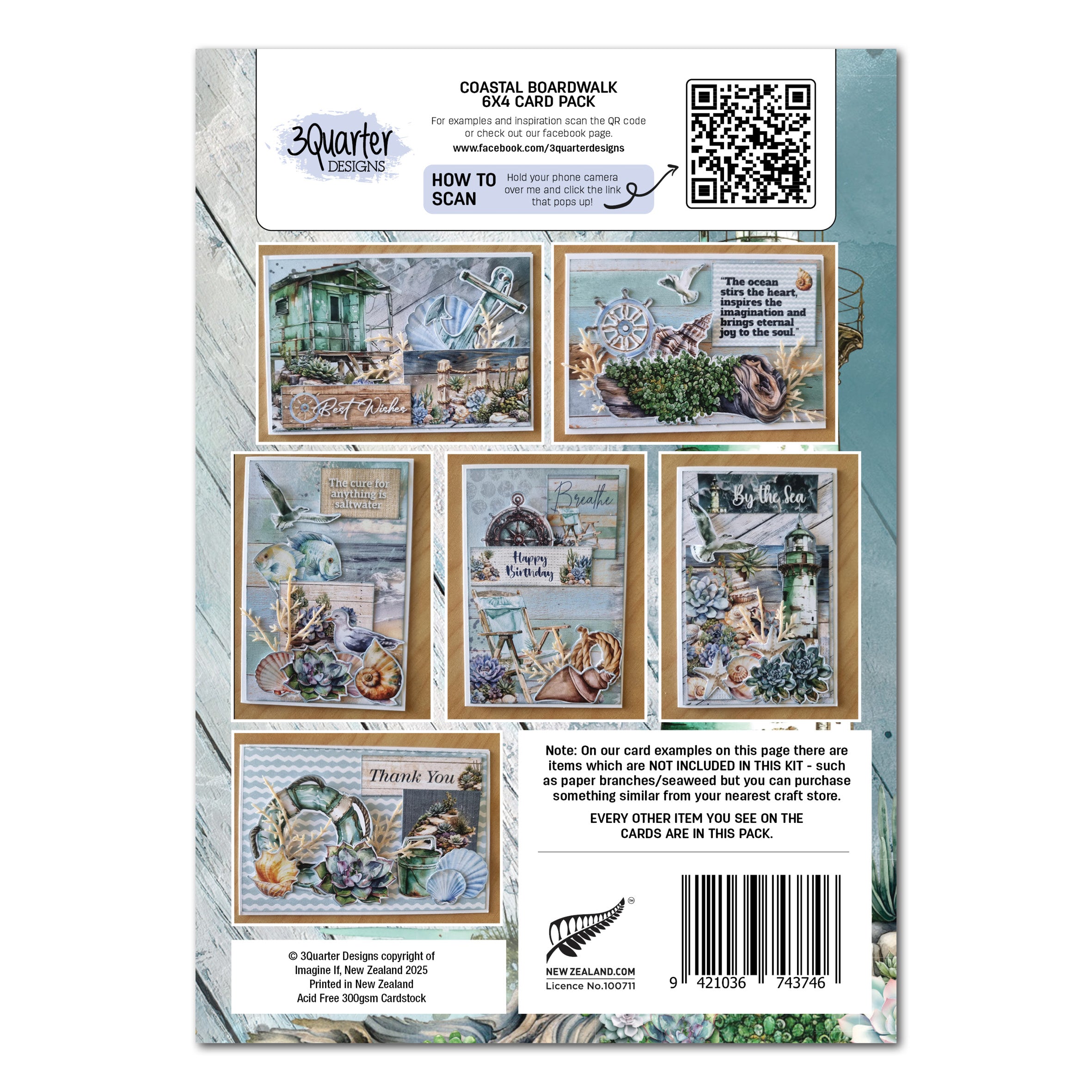 3Quarter Designs Coastal Boardwalk 6x4 Card Pack