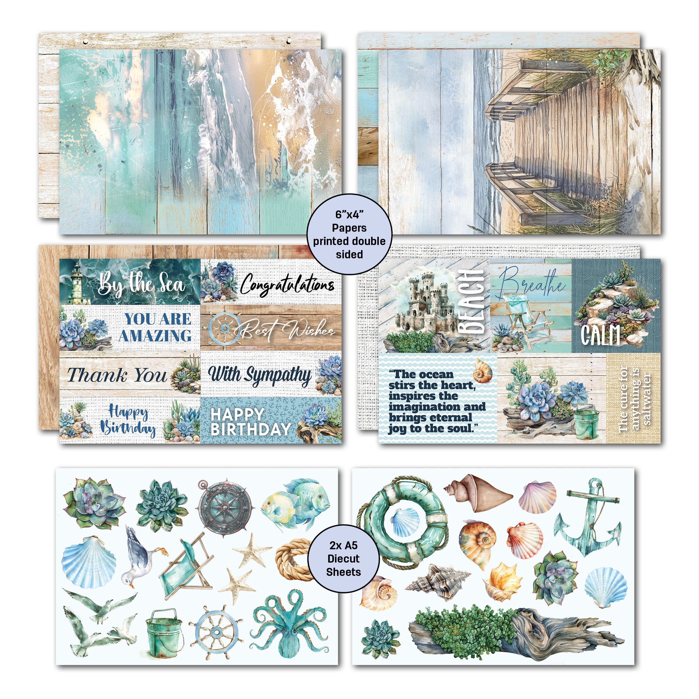 3Quarter Designs Coastal Boardwalk 6x4 Card Pack