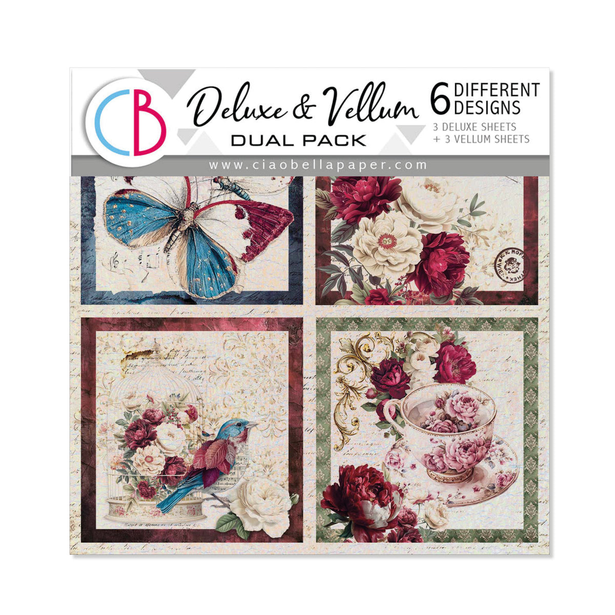 Bohemian Burgundy Deluxe Paper Pearl-Copper & Vellum Dual Pack 6"x6" MIXED 6/Pkg