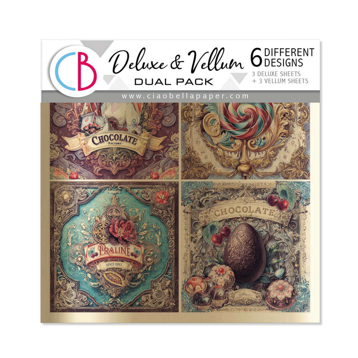 Chocolate Wanderlust Deluxe Paper Gold & Vellum Dual Pack 6"x6" MIXED 6/Pkg