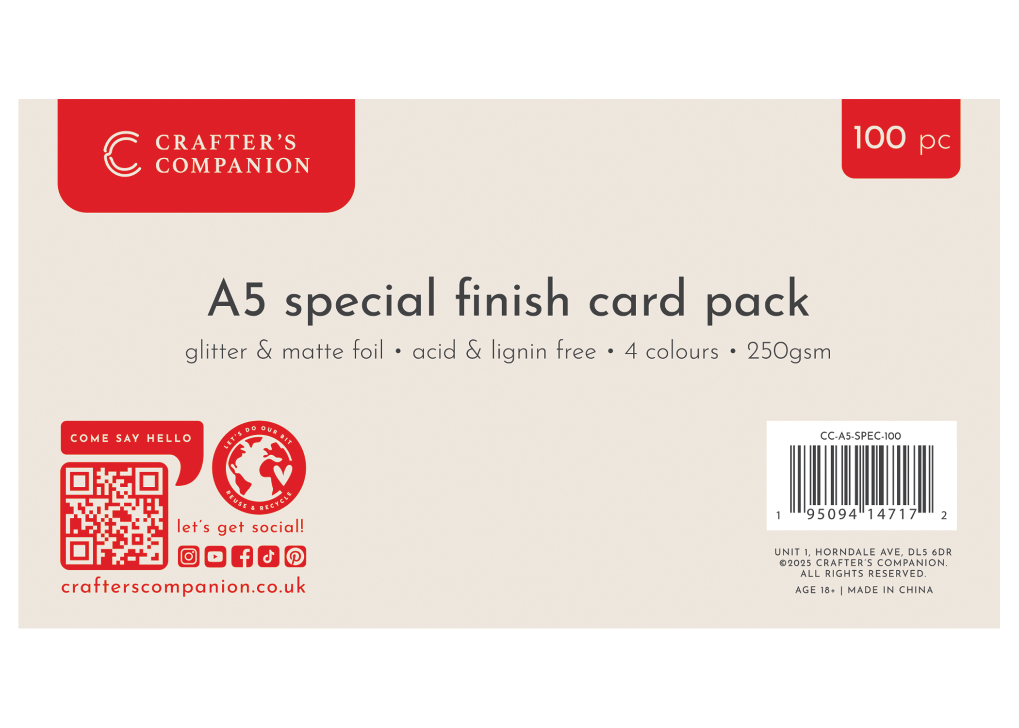 Crafter’s Companion A5 Special Finished Card – 100pk