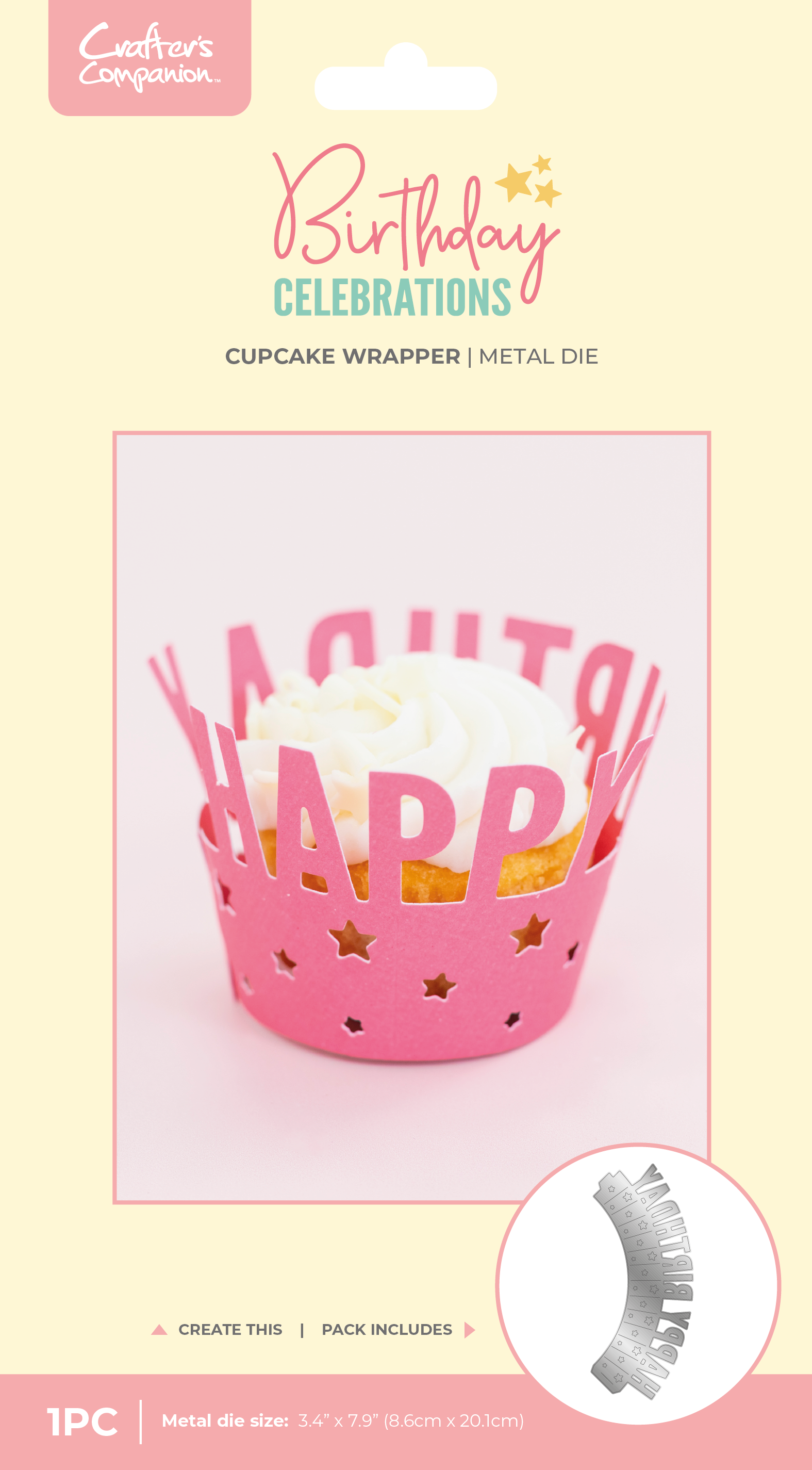 Crafter's Companion Birthday Celebrations Metal Dies - Cupcake Wrapper