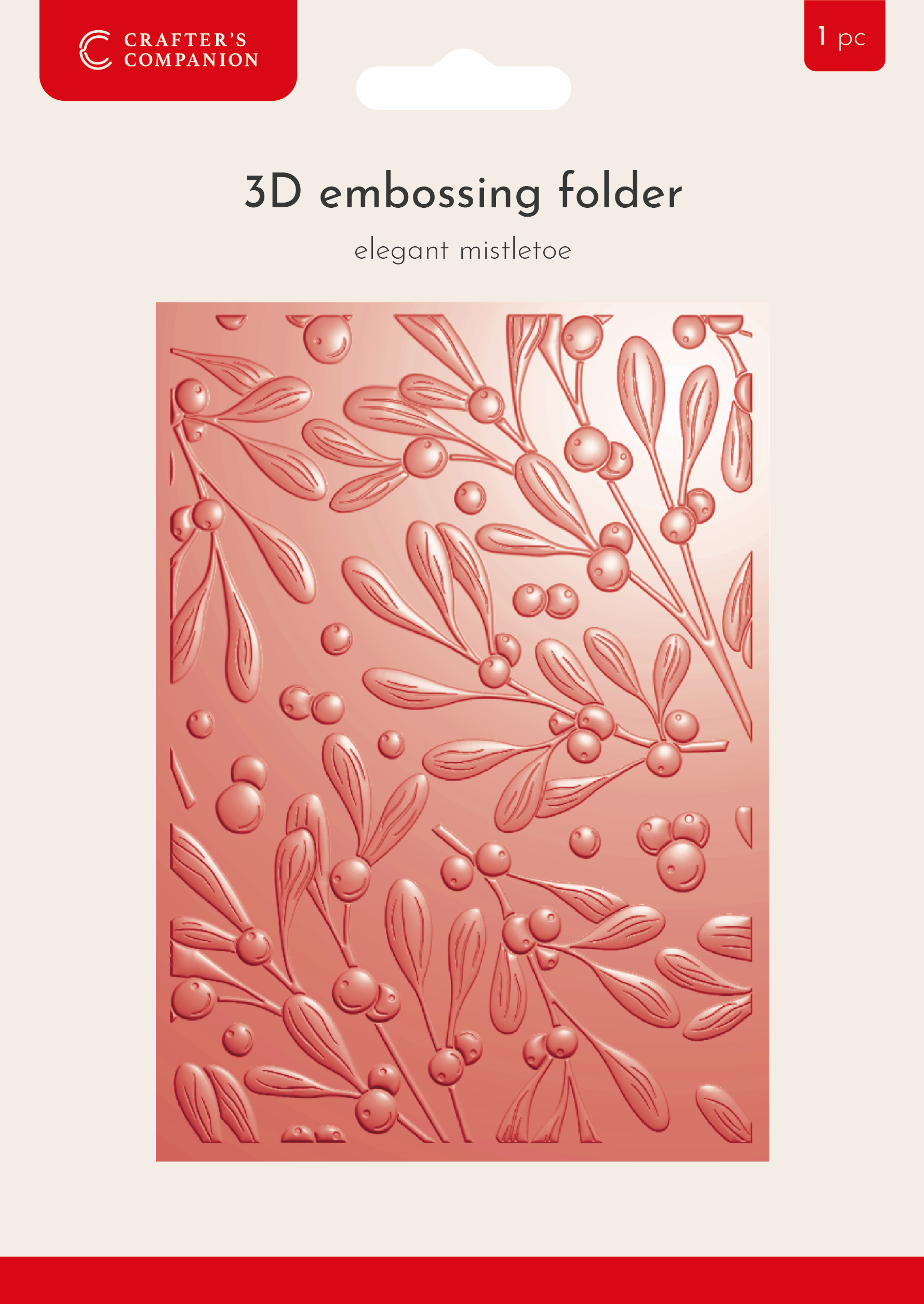 Crafter’s Companion 3D Embossing Folder 5”x7” - Elegant Mistletoe