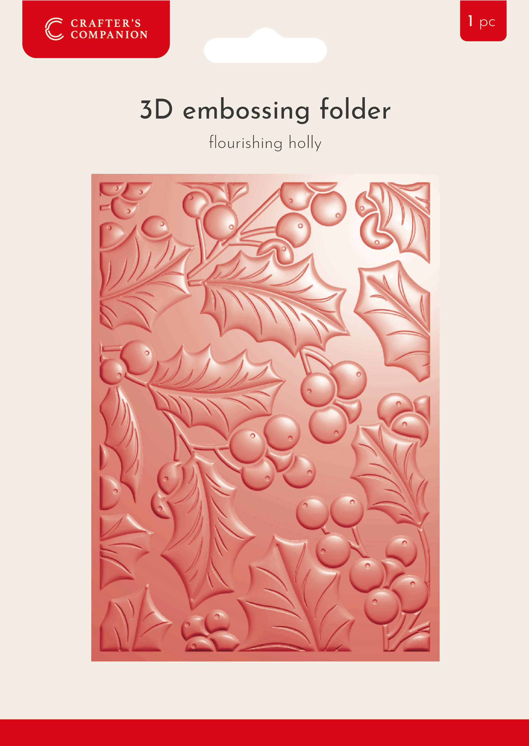 Crafter’s Companion 3D Embossing Folder 5”x7” - Flourishing Holly