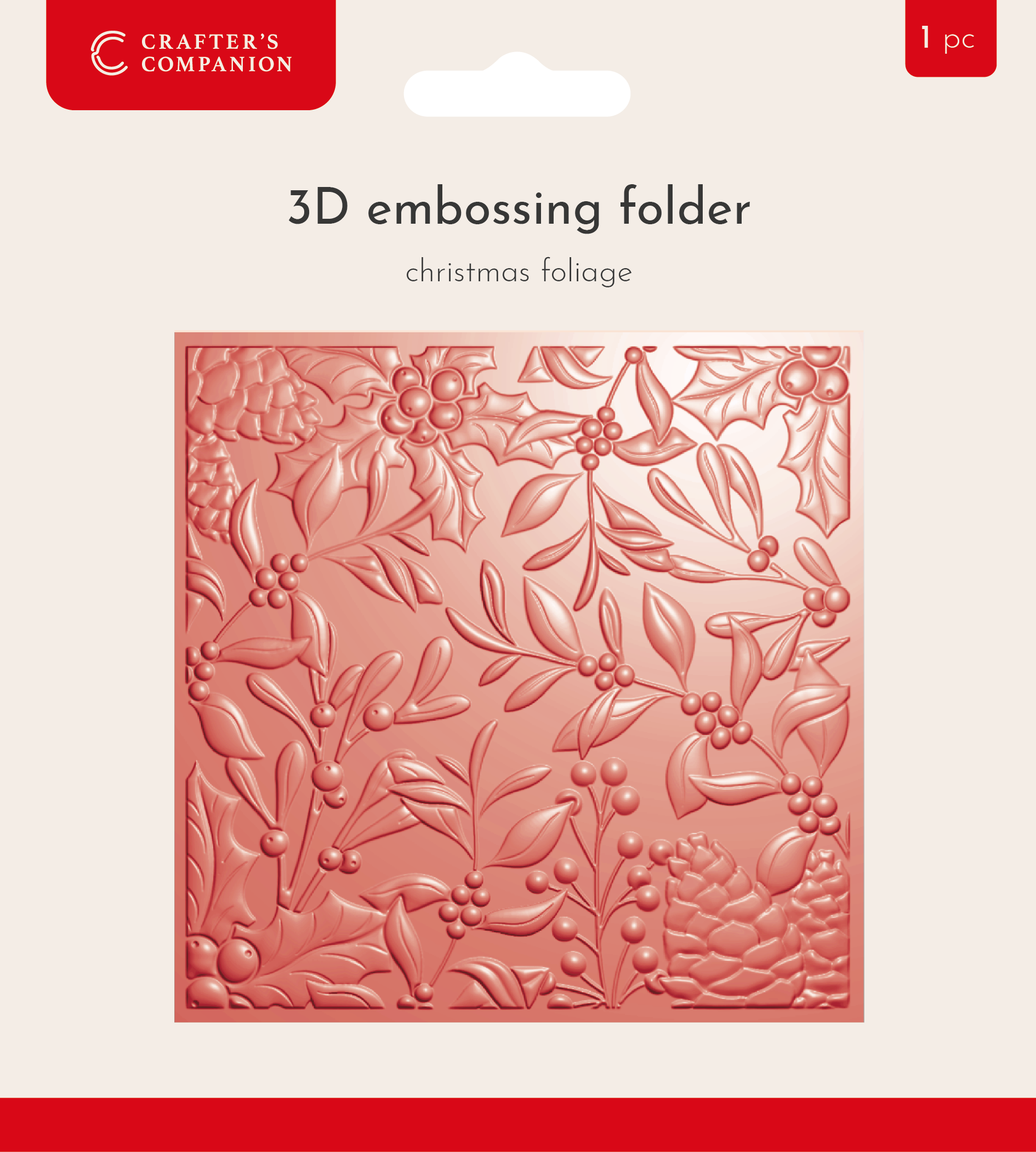 Crafter’s Companion 3D Embossing Folder 5.5”x5.5” - Christmas Foliage