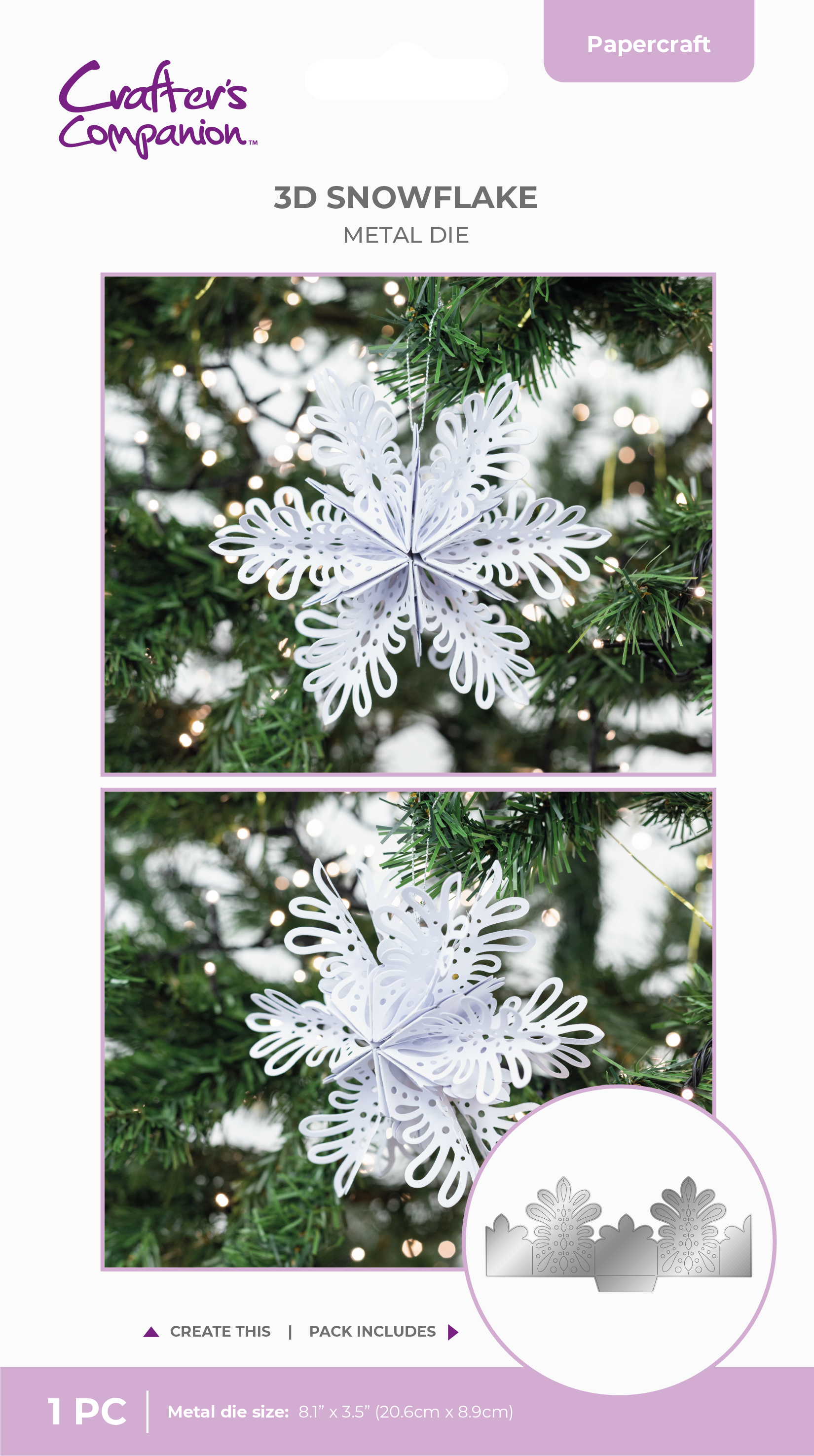 Crafter’s Companion Metal Die - 3D Snowflake