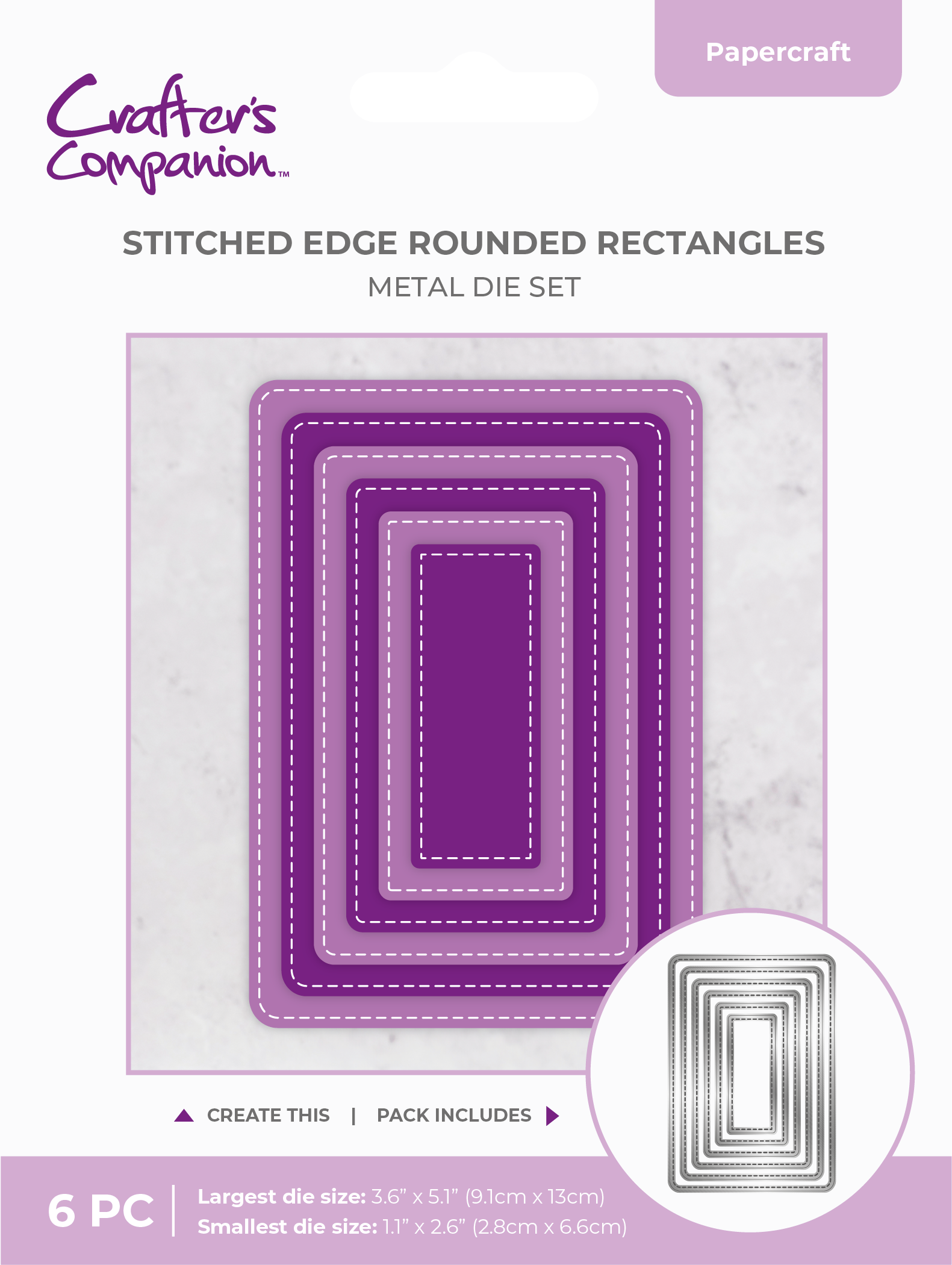 Crafter's Companion Metal Die - Stitched Edge Rounded Rectangles