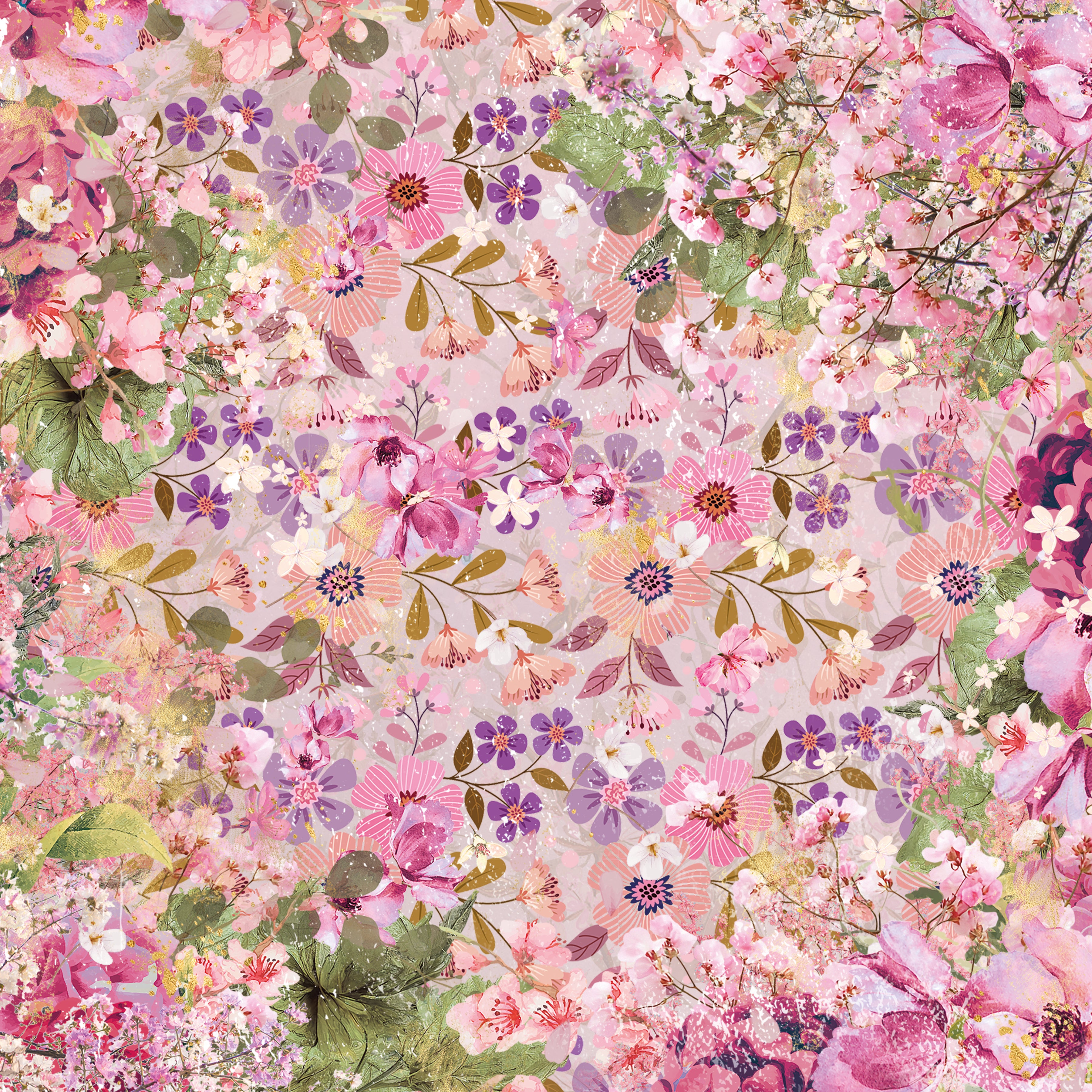 Spring Floral Print Paper Pad - 12" x 12"