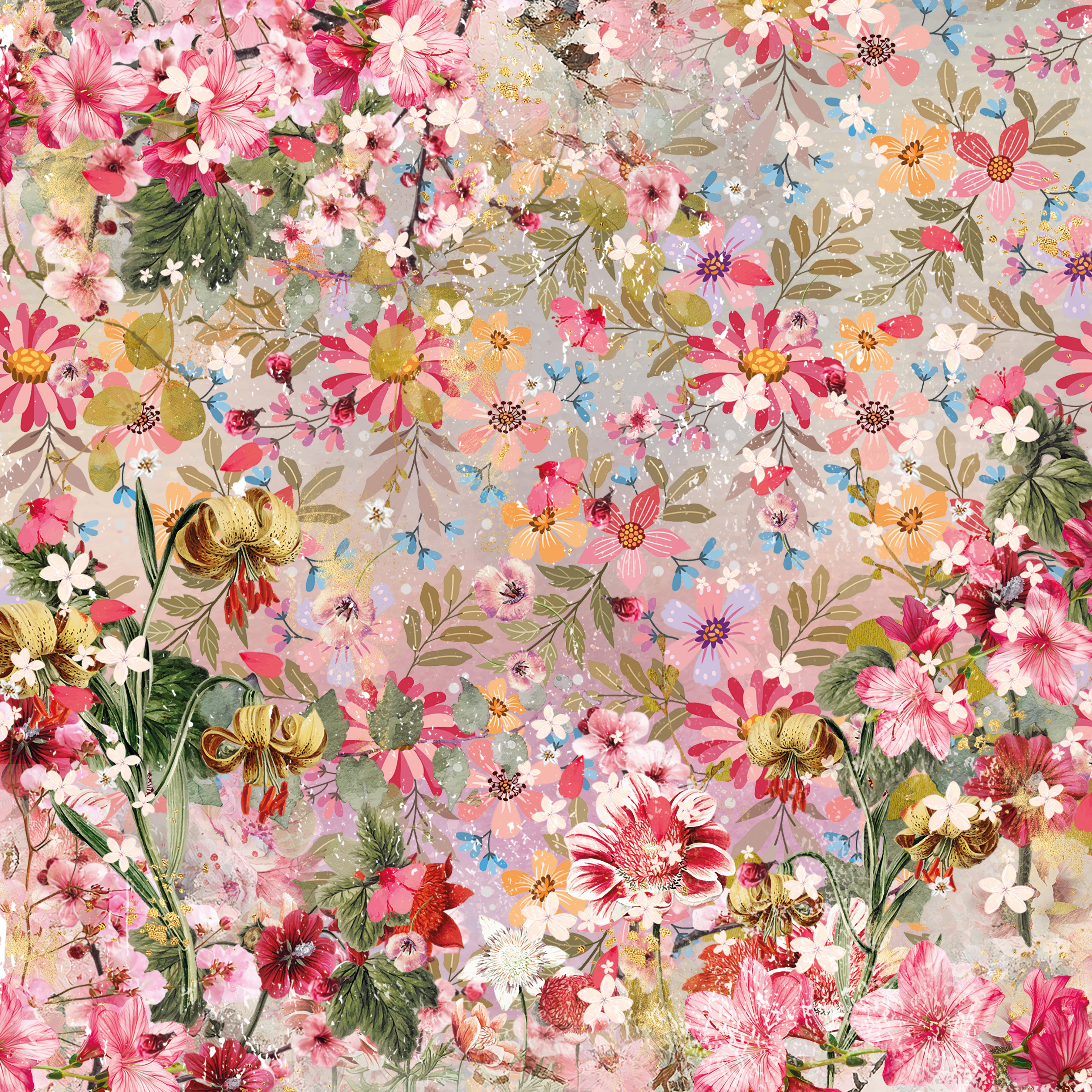 Spring Floral Print Paper Pad - 12" x 12"