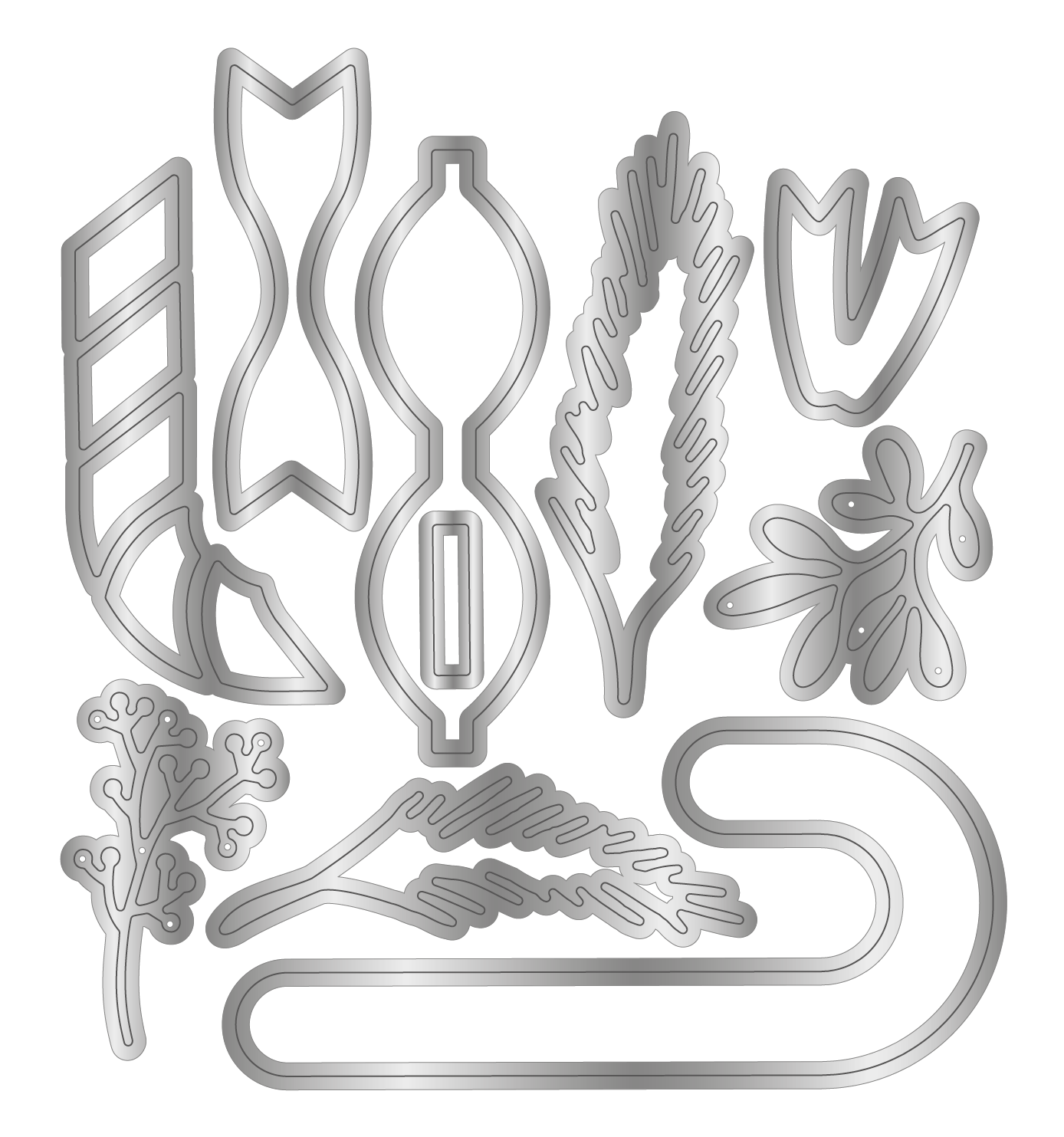 Crafter's Companion Retro Christmas Collection Metal Die Set - Candy Cane & Foilage