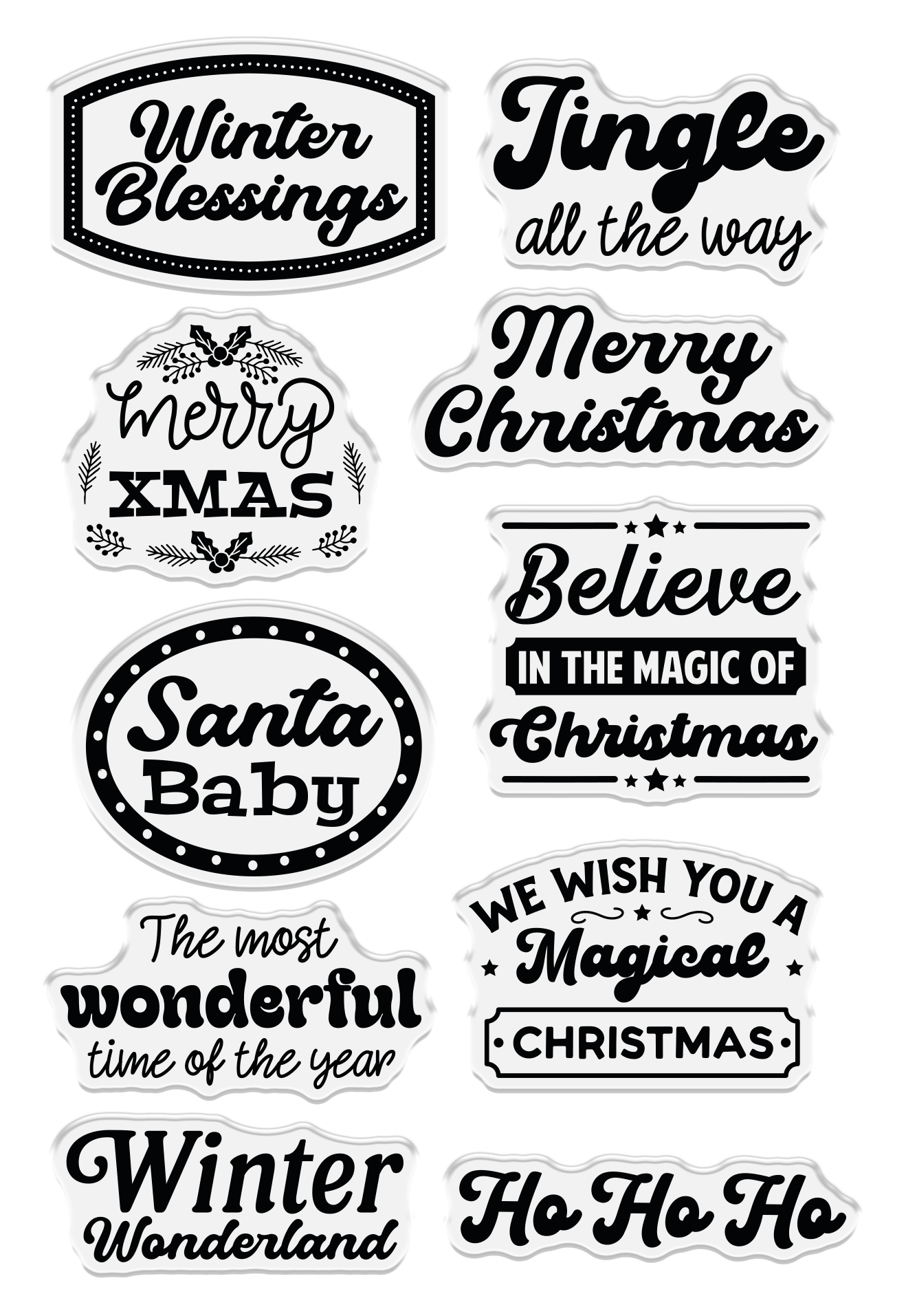 Crafter's Companion Retro Christmas Collection Clear Acrylic Stamp Set - Winter Blessings