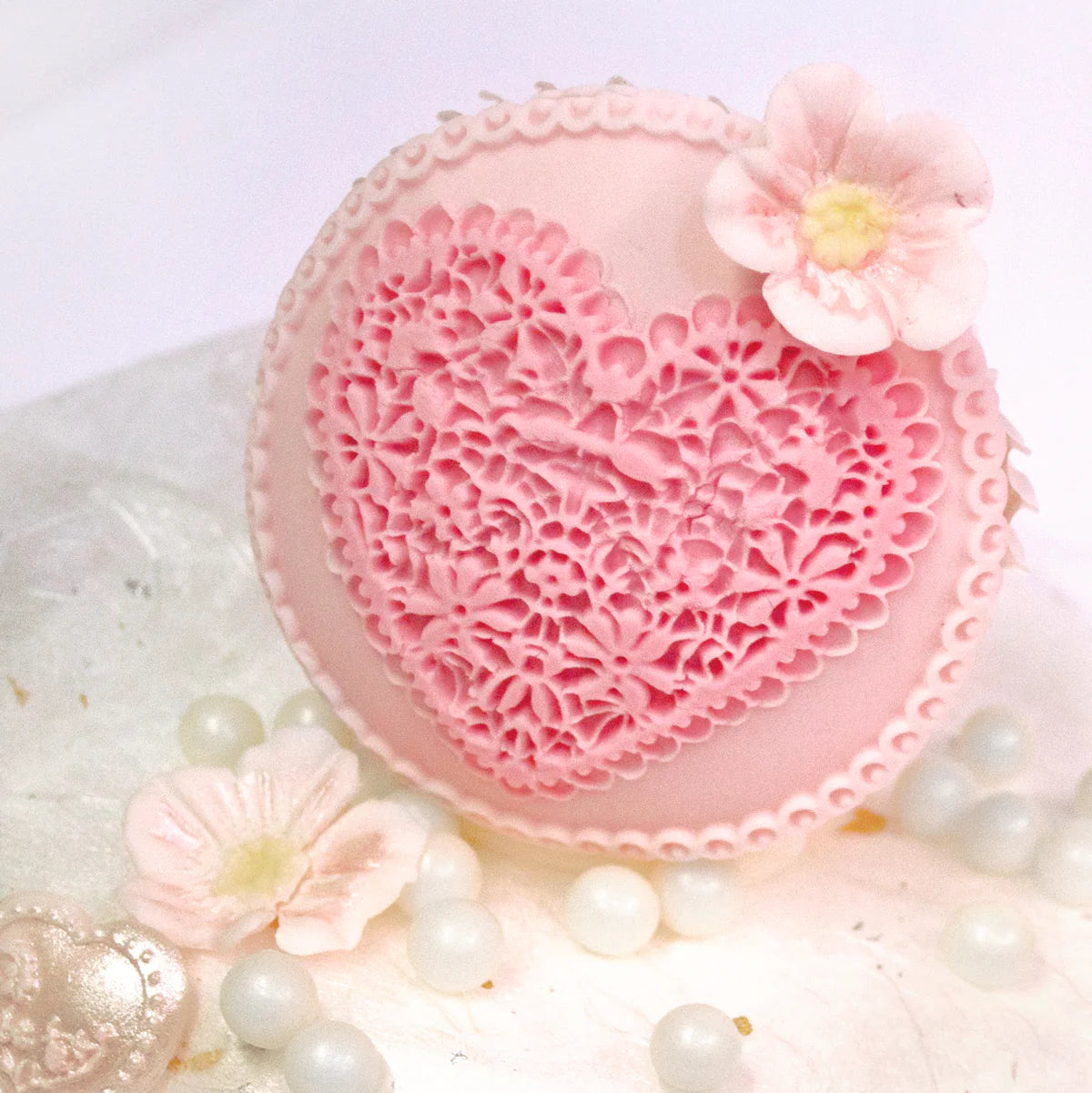 Lace Heart Cupcake Silicone Mould