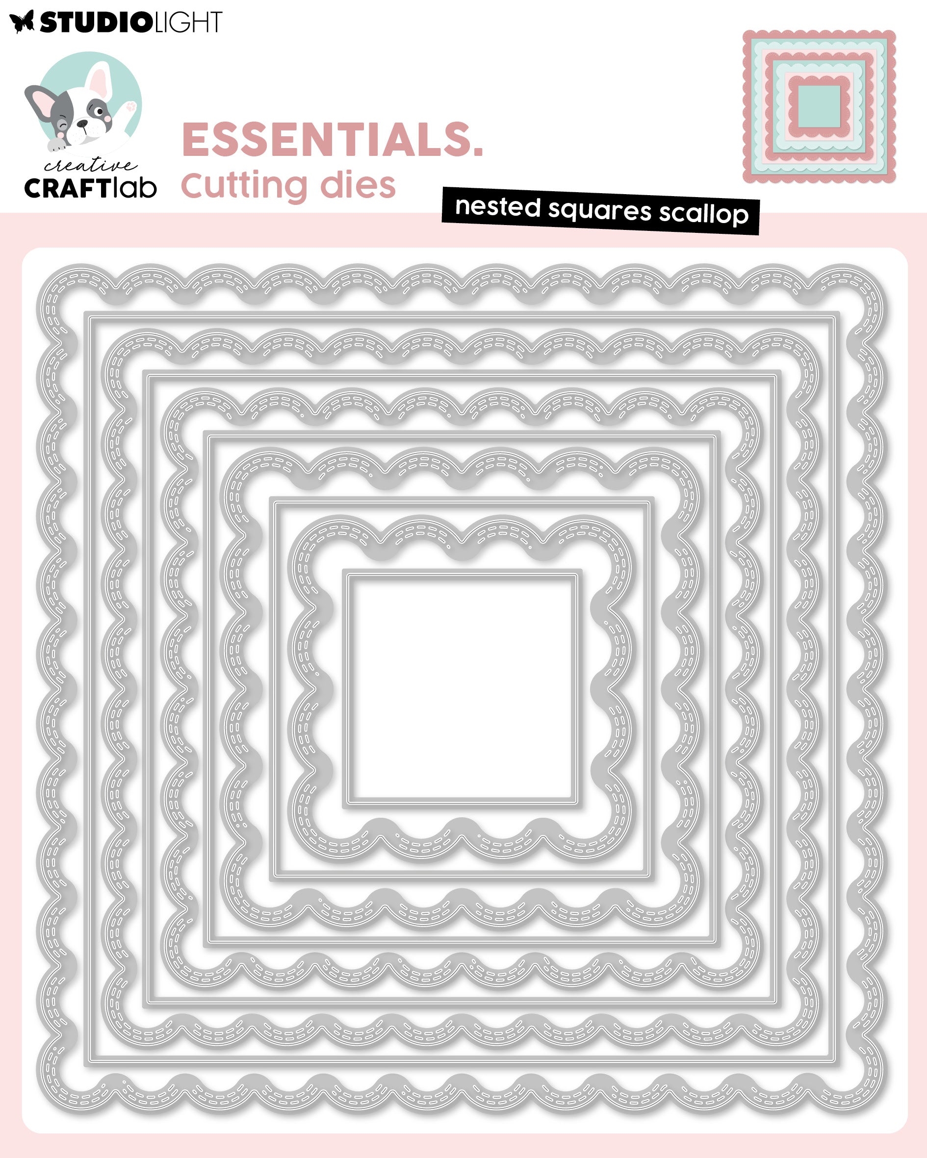 CCL Cutting Dies Nested Squares Scallop Essentials 10 Pieces